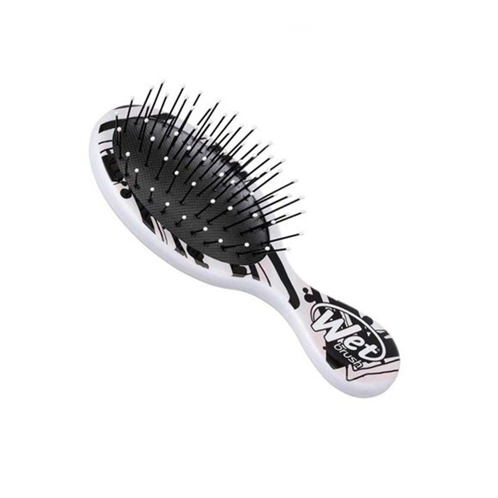 Wet Brush Mini Hair Brush, Watercolor Motif, Pink Lines
