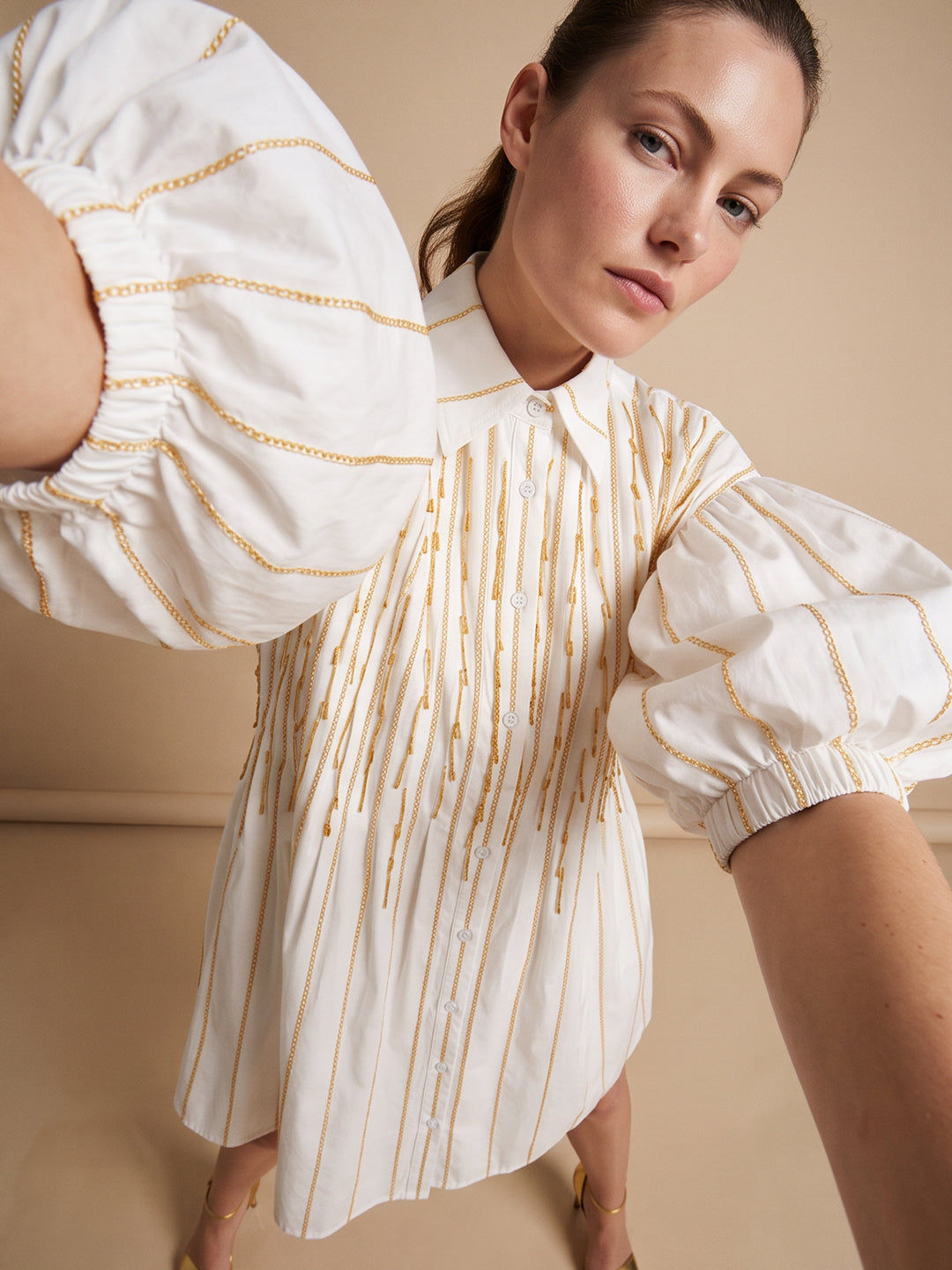 Tendresse Boutique White & Yellow Sequin Dress