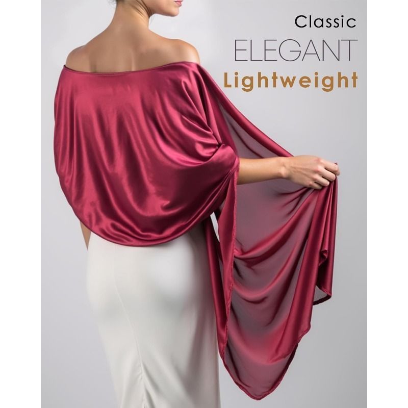 Green Satin Chiffon Shawl Wrap for Wedding Evening Dress