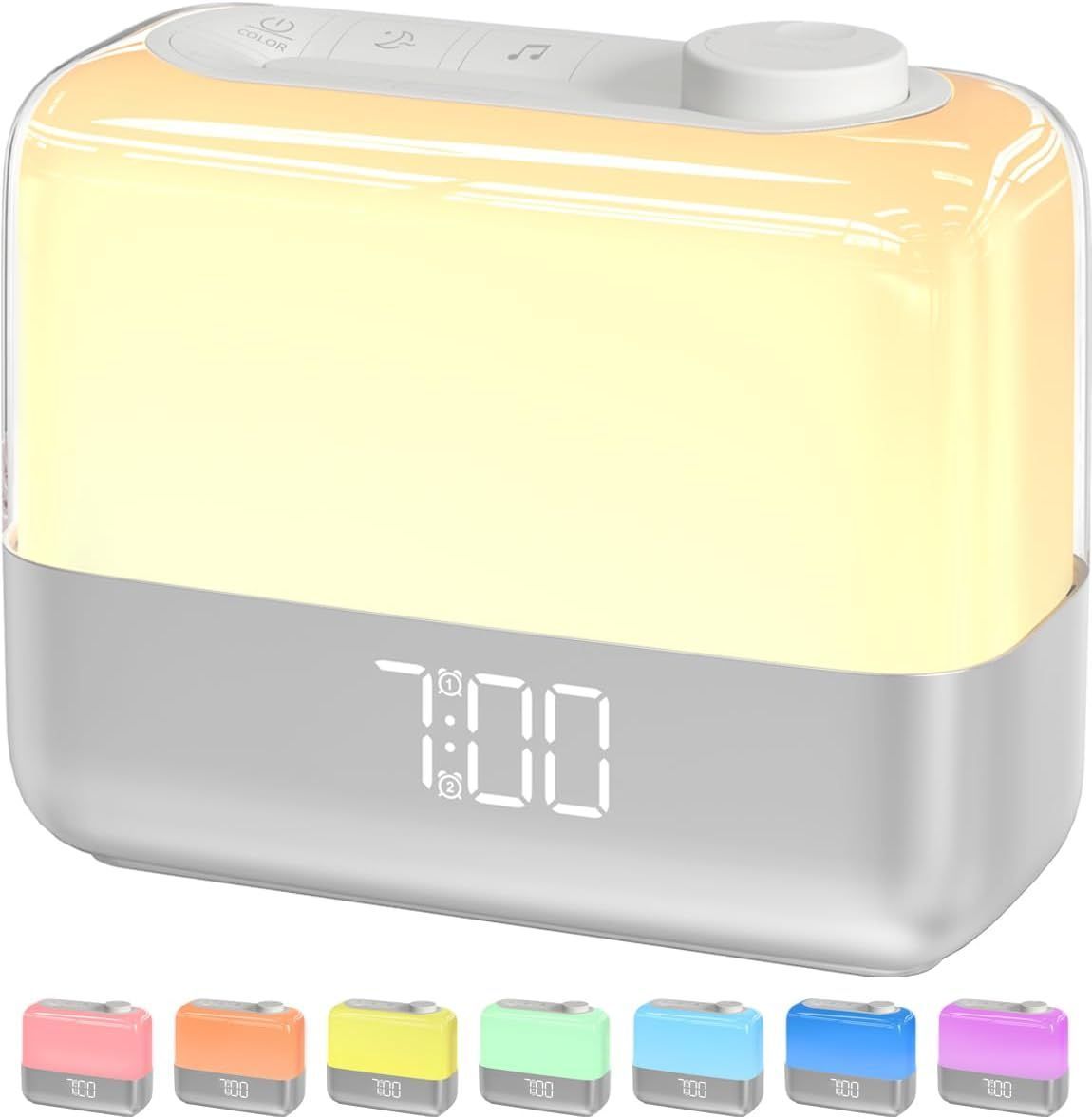 Digital Alarm Clock for Bedroom Wake up Light RGB Ambient Night Light