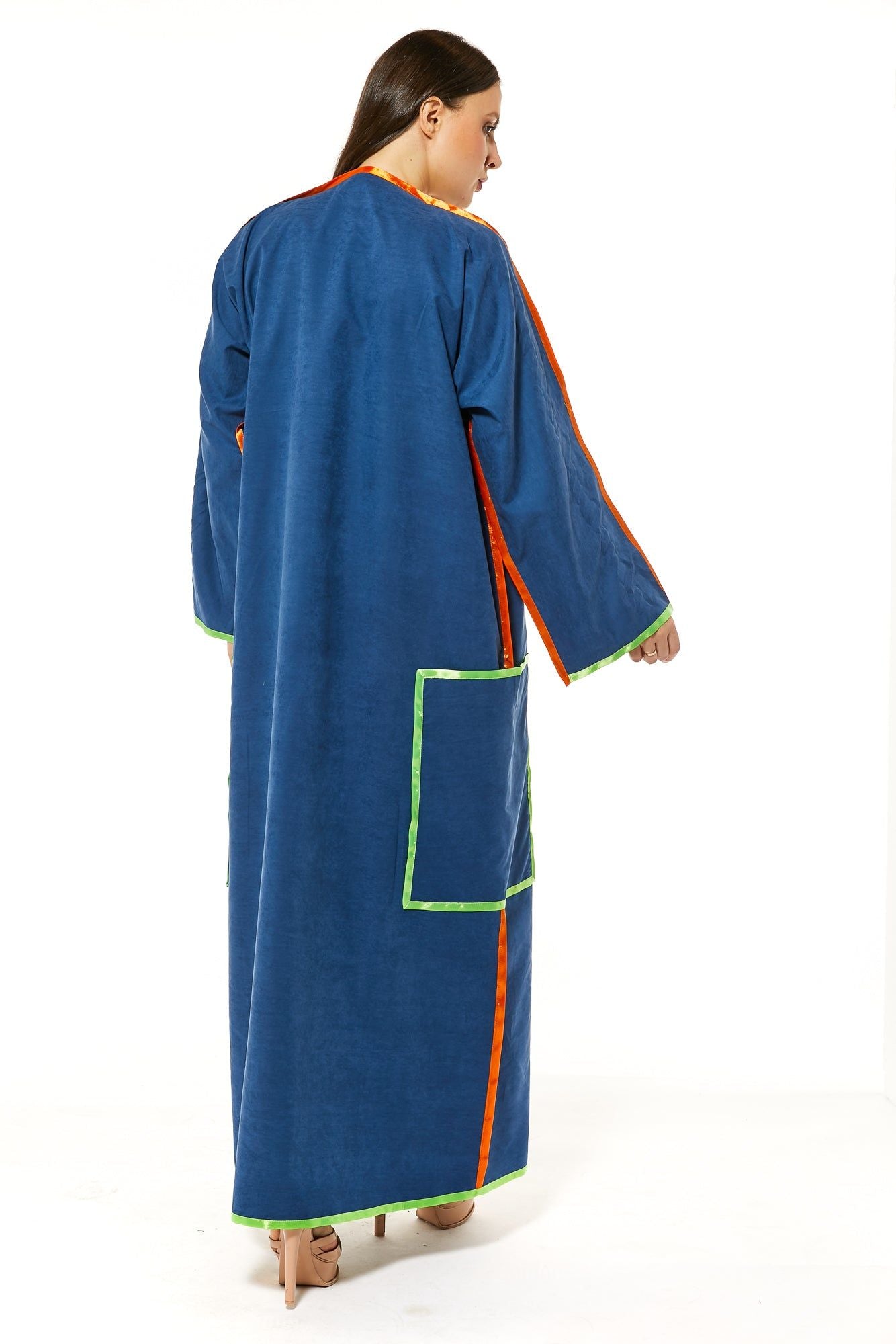 Blue Casual Abaya with Pipin detail