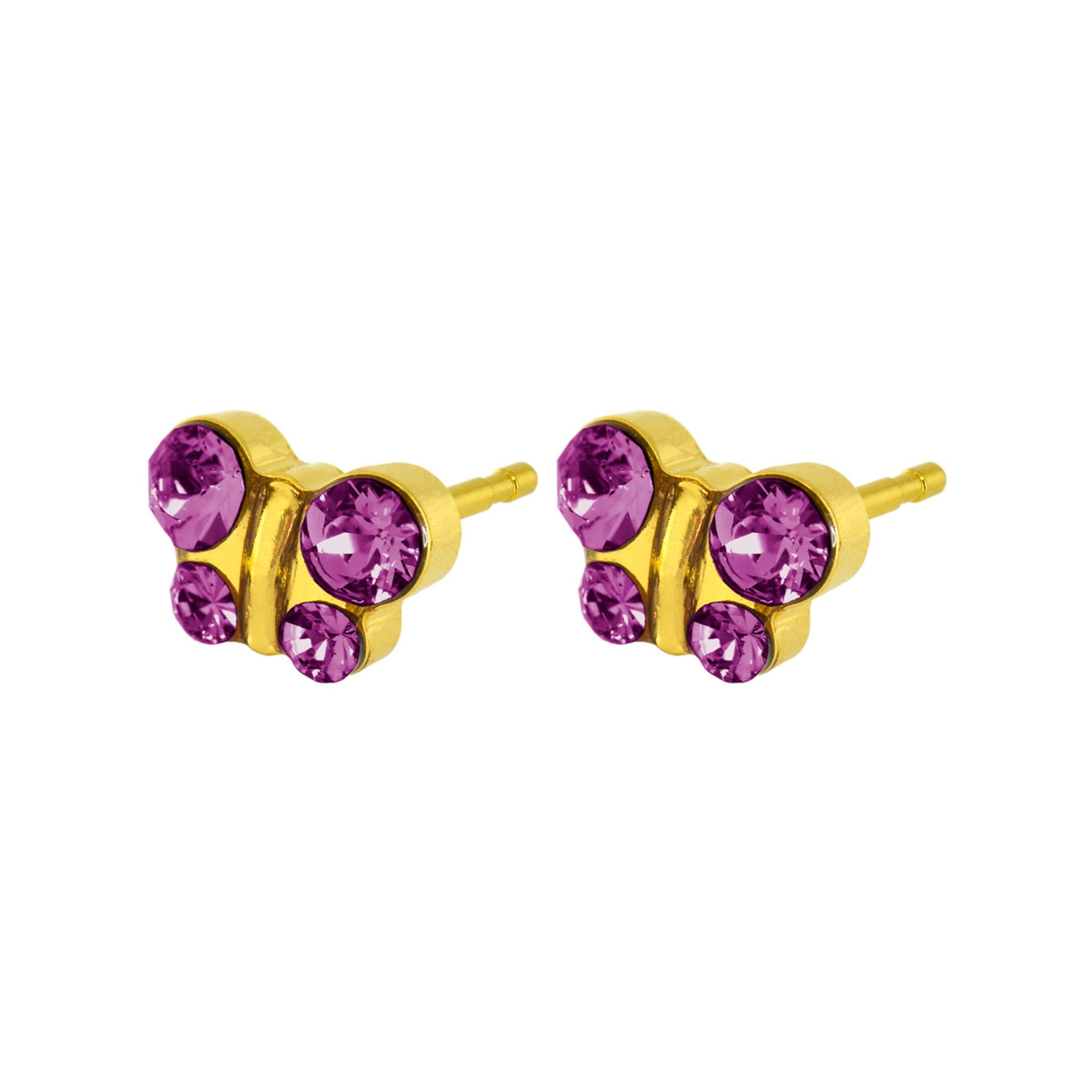Caflon Fashion Sense Gold Plated Butterfly Fuschia Earring, 1Pc