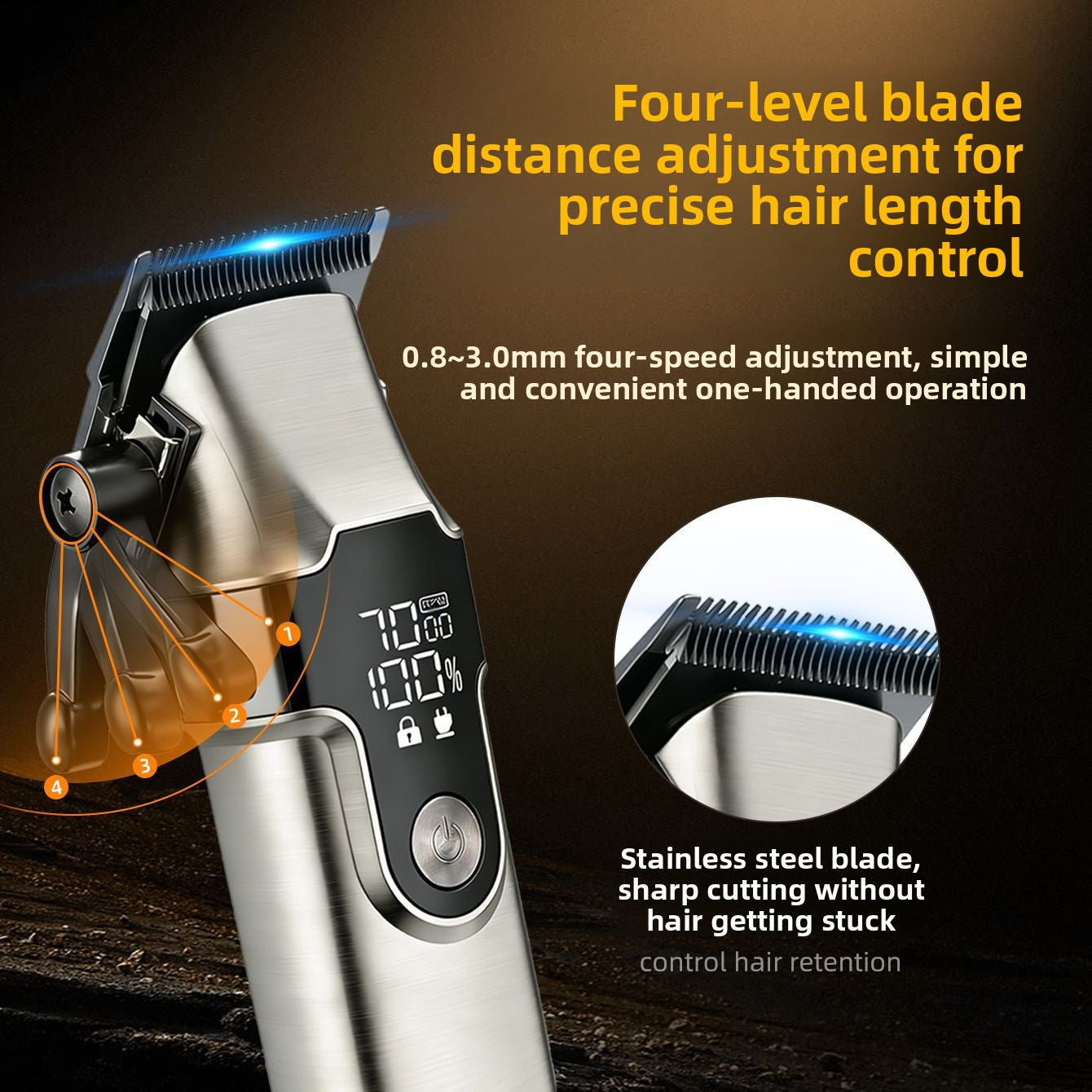 2-in-1 Hair Clipper Set with USB Charging and 10 Guide Combs