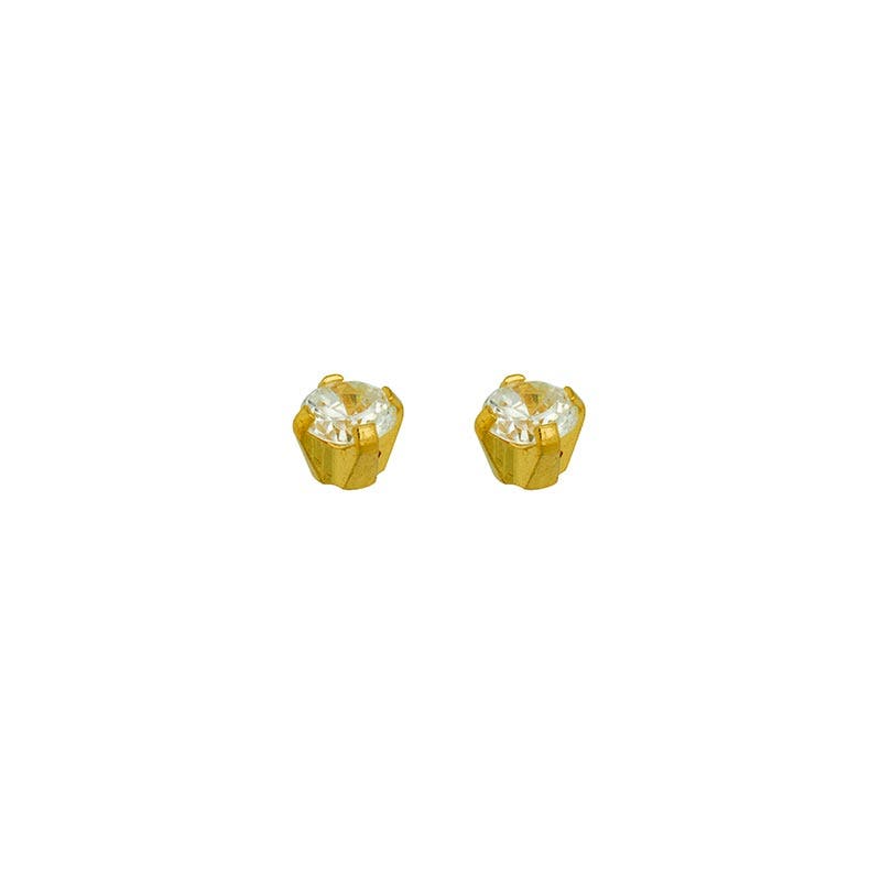 Caflon Safetec 18Ct Gold plated, Clawset White Cubic zirconia Earring
