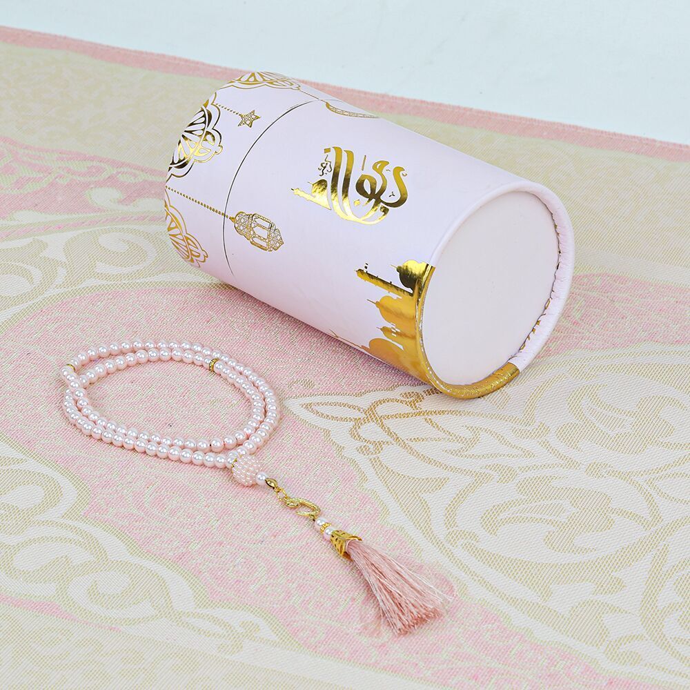 Prayer Rug  With Cylindrical Shape Islamic Gift Box
