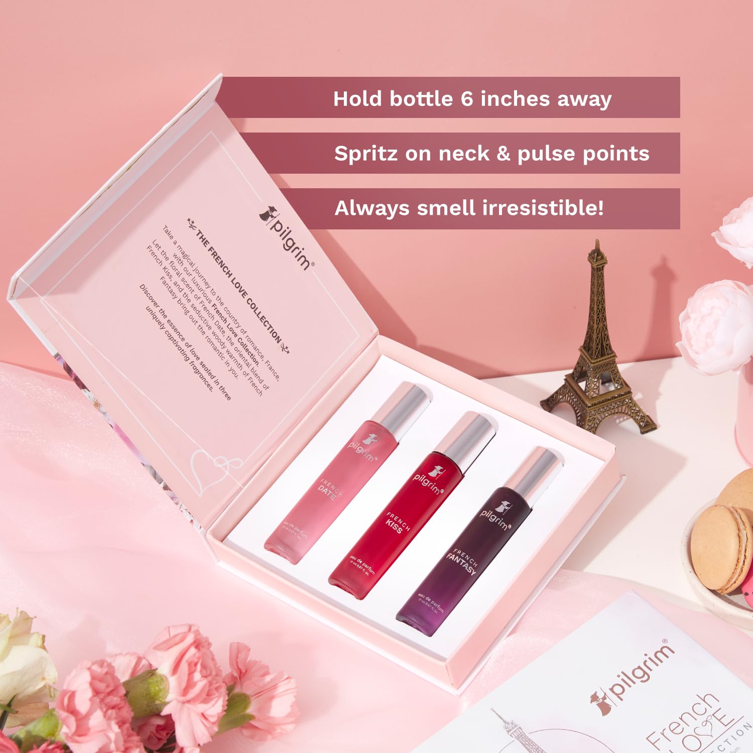 Pilgrim Women The French Love Collection Premium Aerosol Perfume Gift Set 3X17 Ml