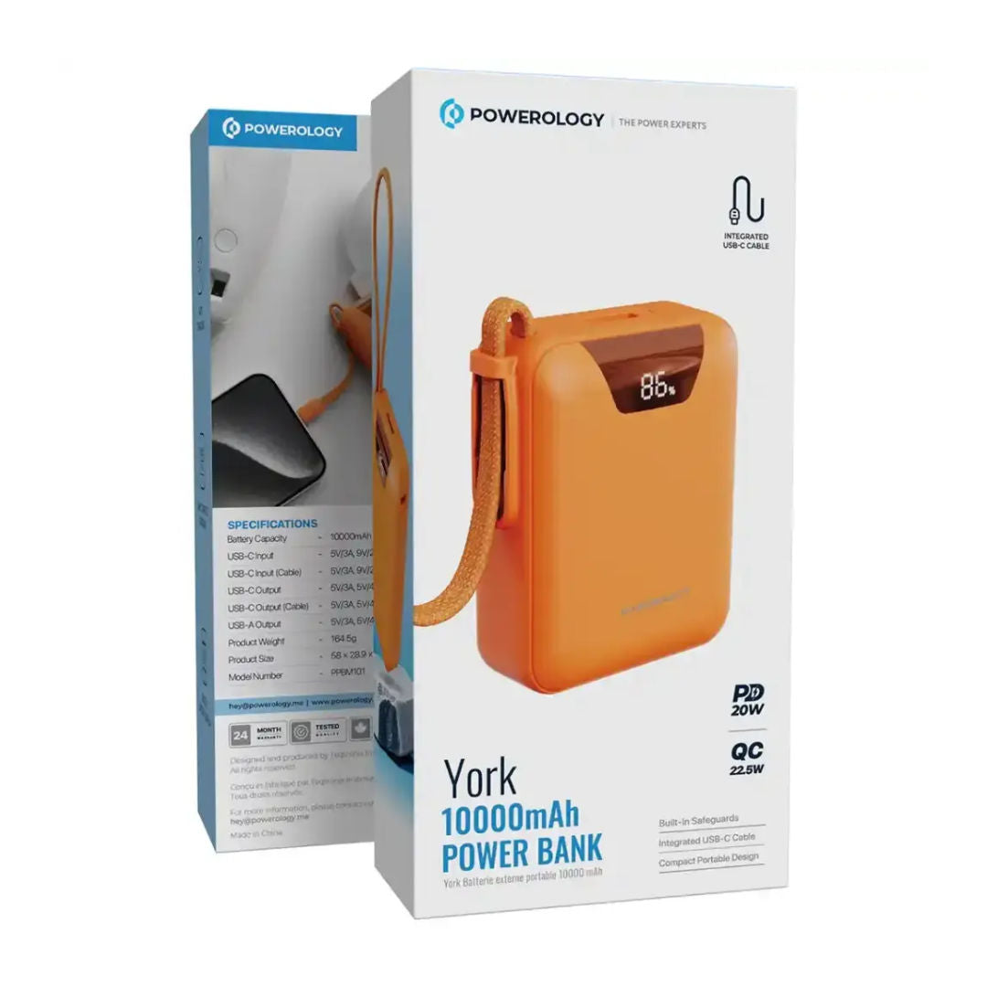 Powerology York 10000mAh Power Bank, Compact Portable Design