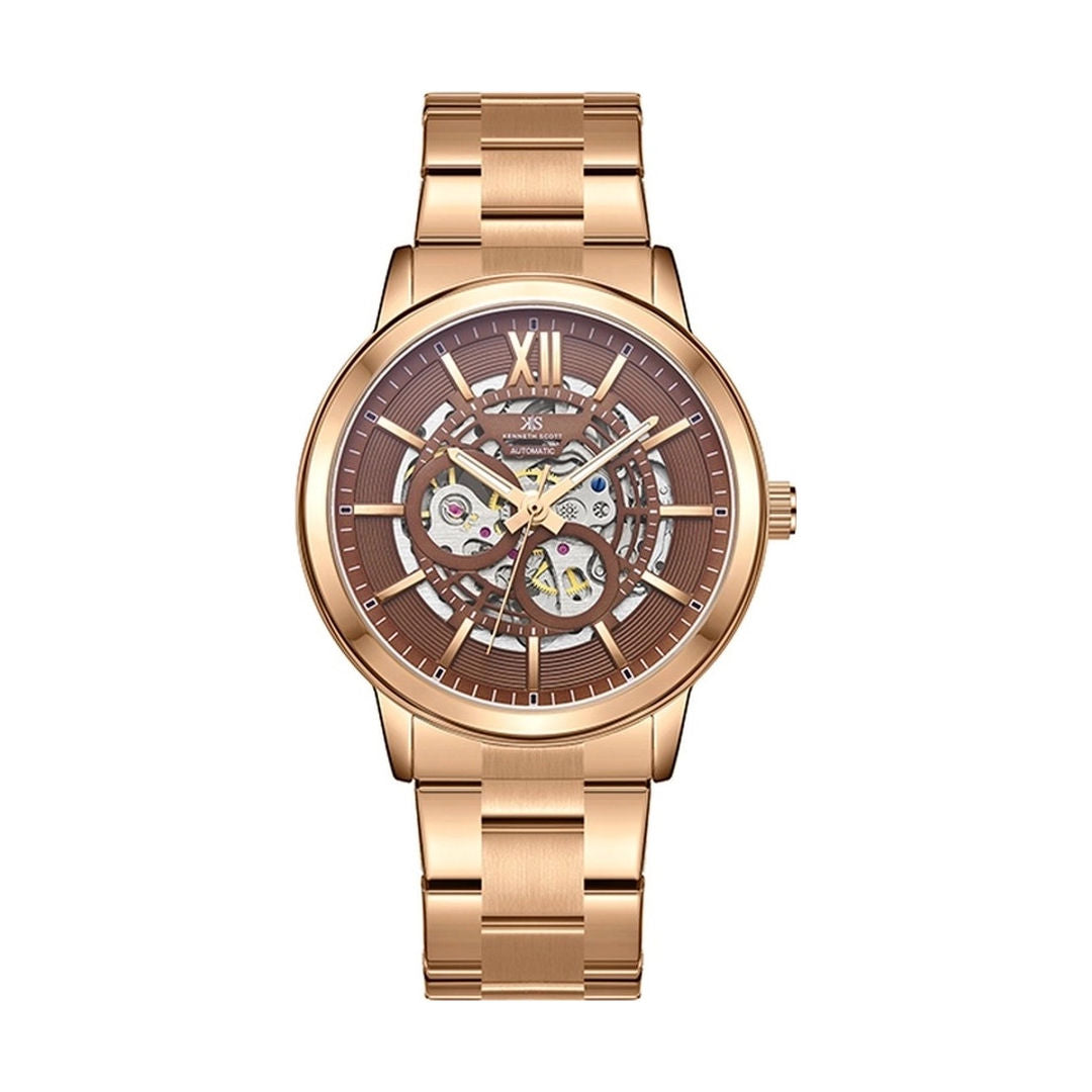 KENNETH SCOTT Men's Brown Dial Automatic Watch, K24324-DBDD Series