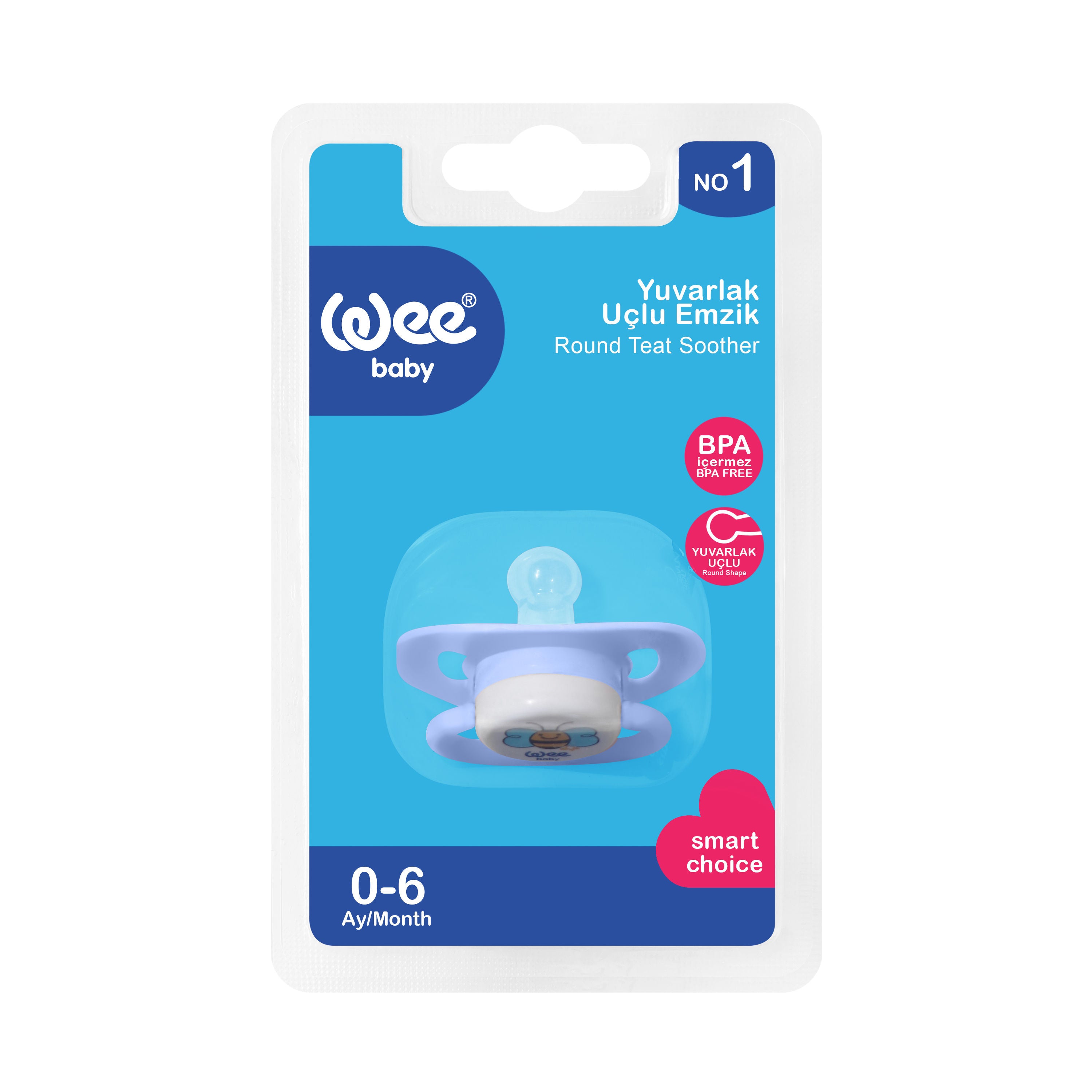 Weebaby Opaque Oval Body Round Teat Soother No.1, Blister, 829