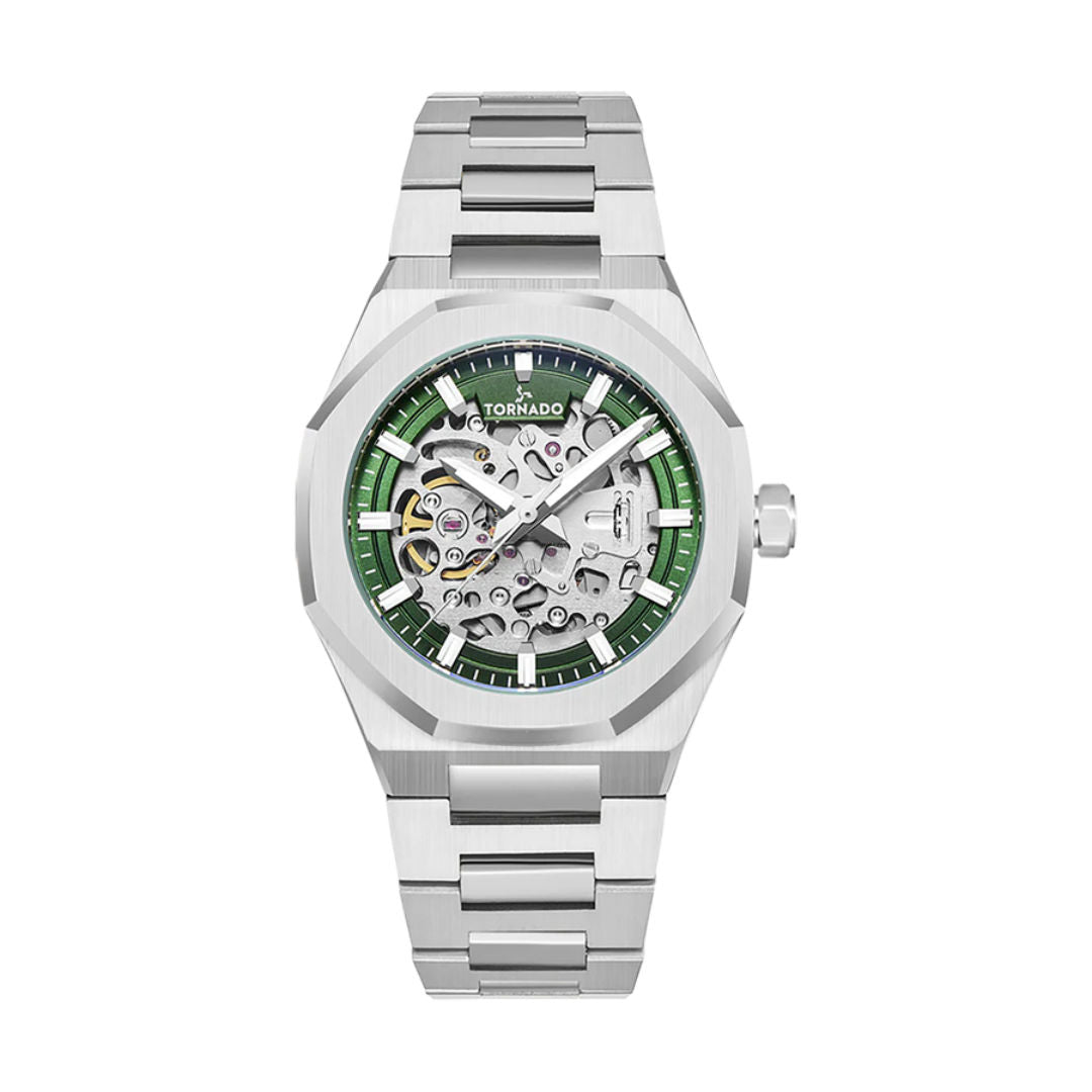TORNADO Autonova Men's Silver Green Stainless Steel Automatic Watch