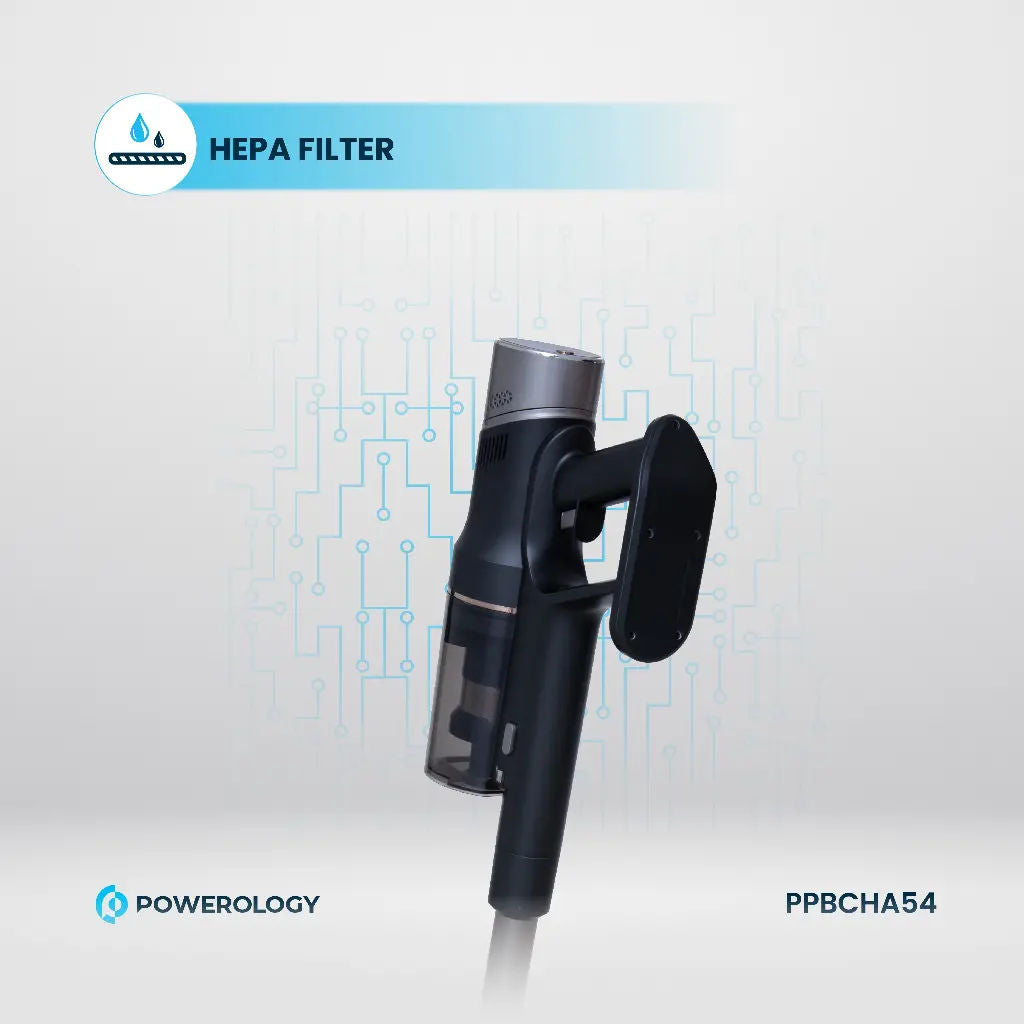 Powerology Cordless Vacuum Auto-Disposal Charging, 400W Motor, Black