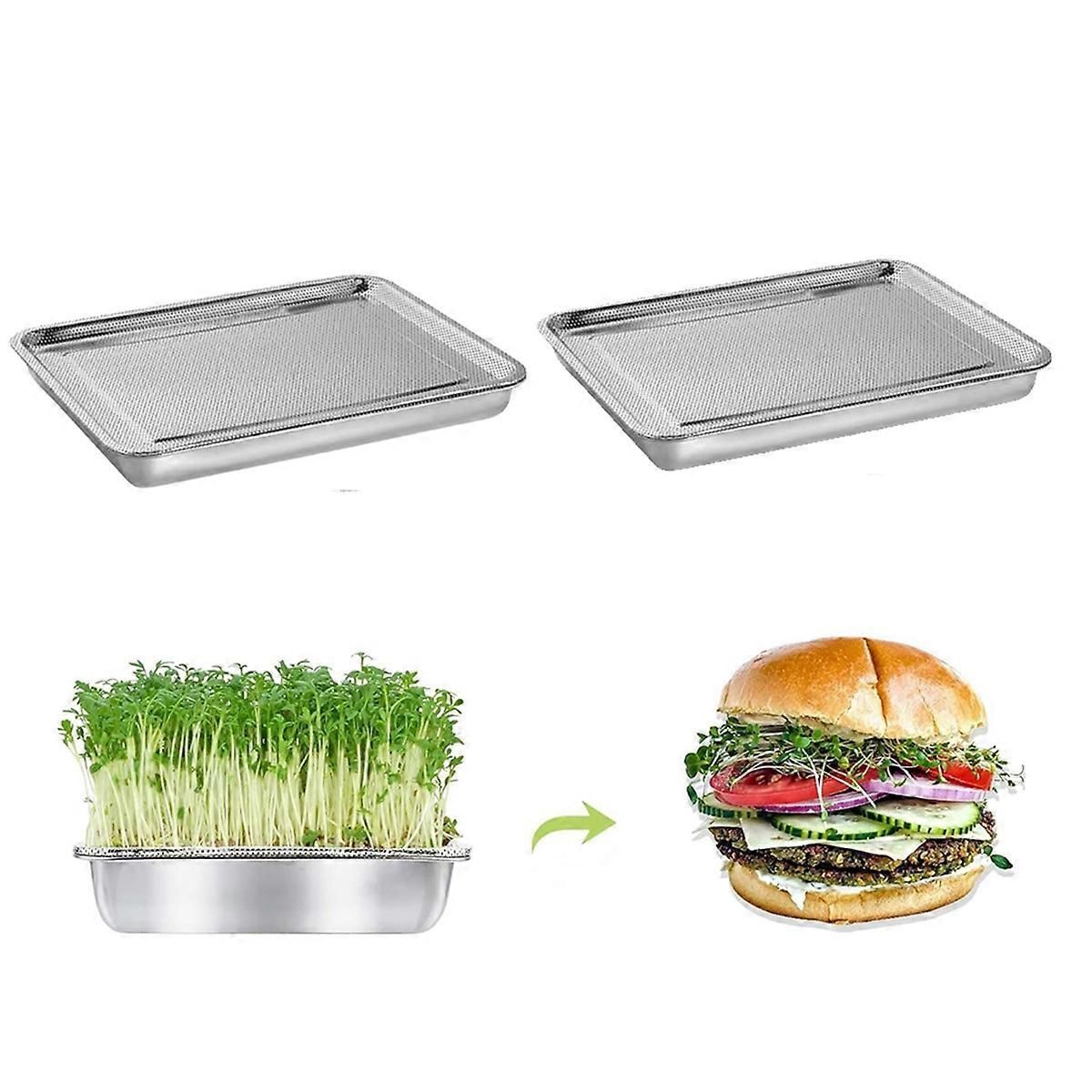 Stainless Steel Sprouts Growing Kit Trays 2-Tier 10.4 Inch