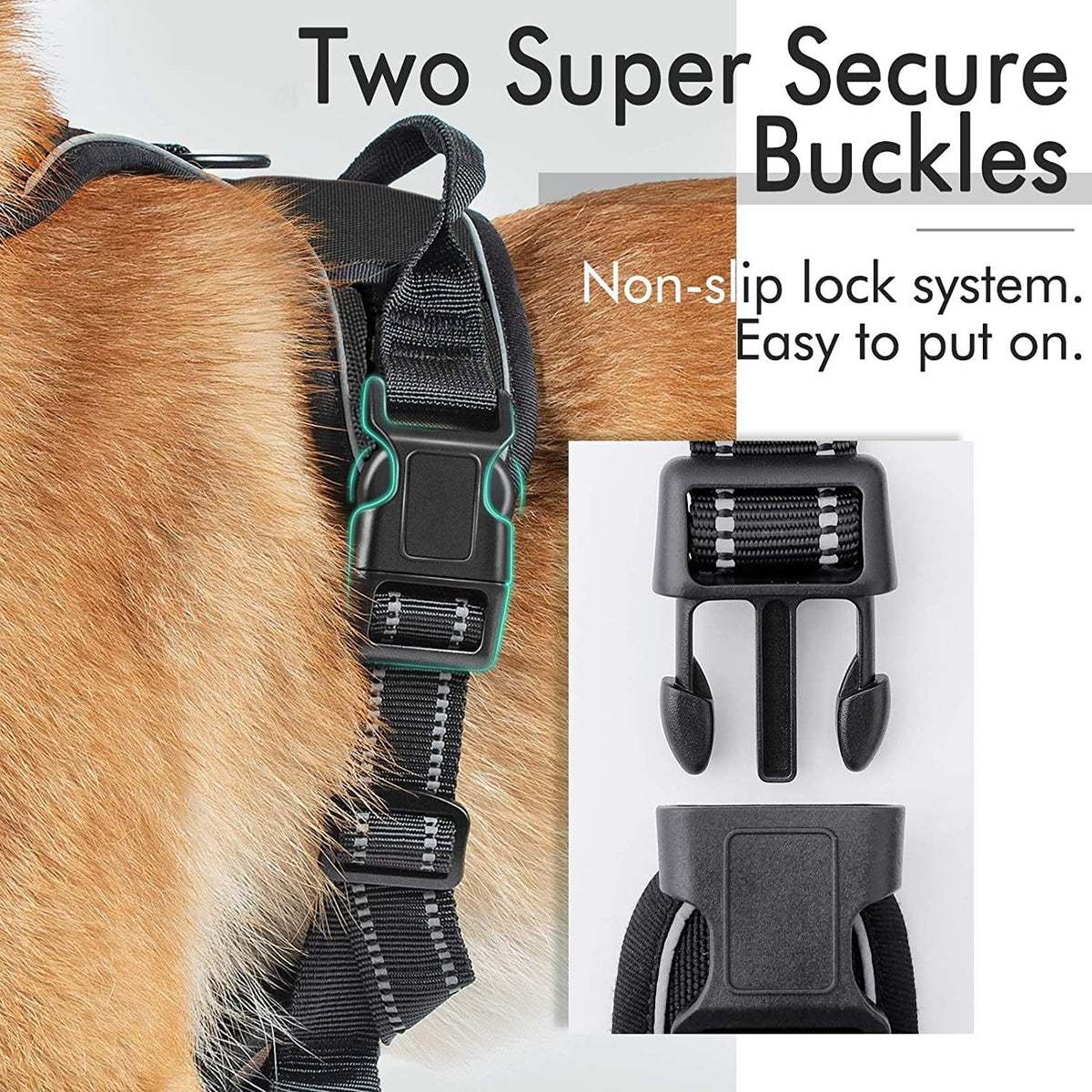 Dog Harness No Pull Pet Harness with 2 Leash Clips Adjustable Soft Padded Dog Vest