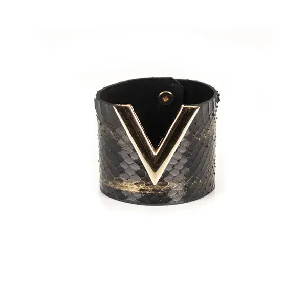 The Dark Viper Strike Leather Cuff Black Python