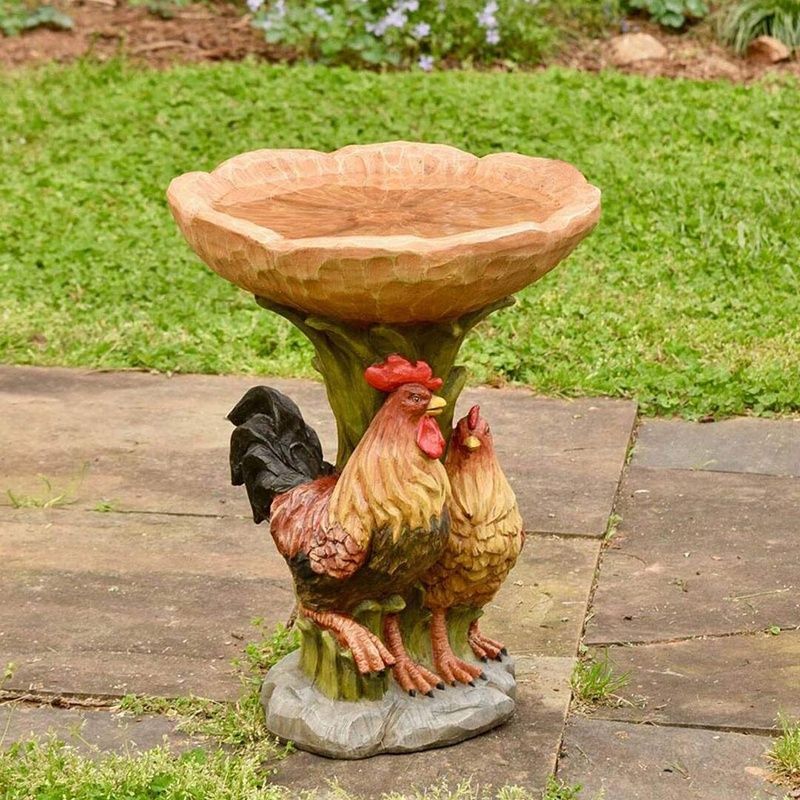 Bird Bath Feeders Bowl Garden Ornament Polyresin Handmade Decoration Outdoor