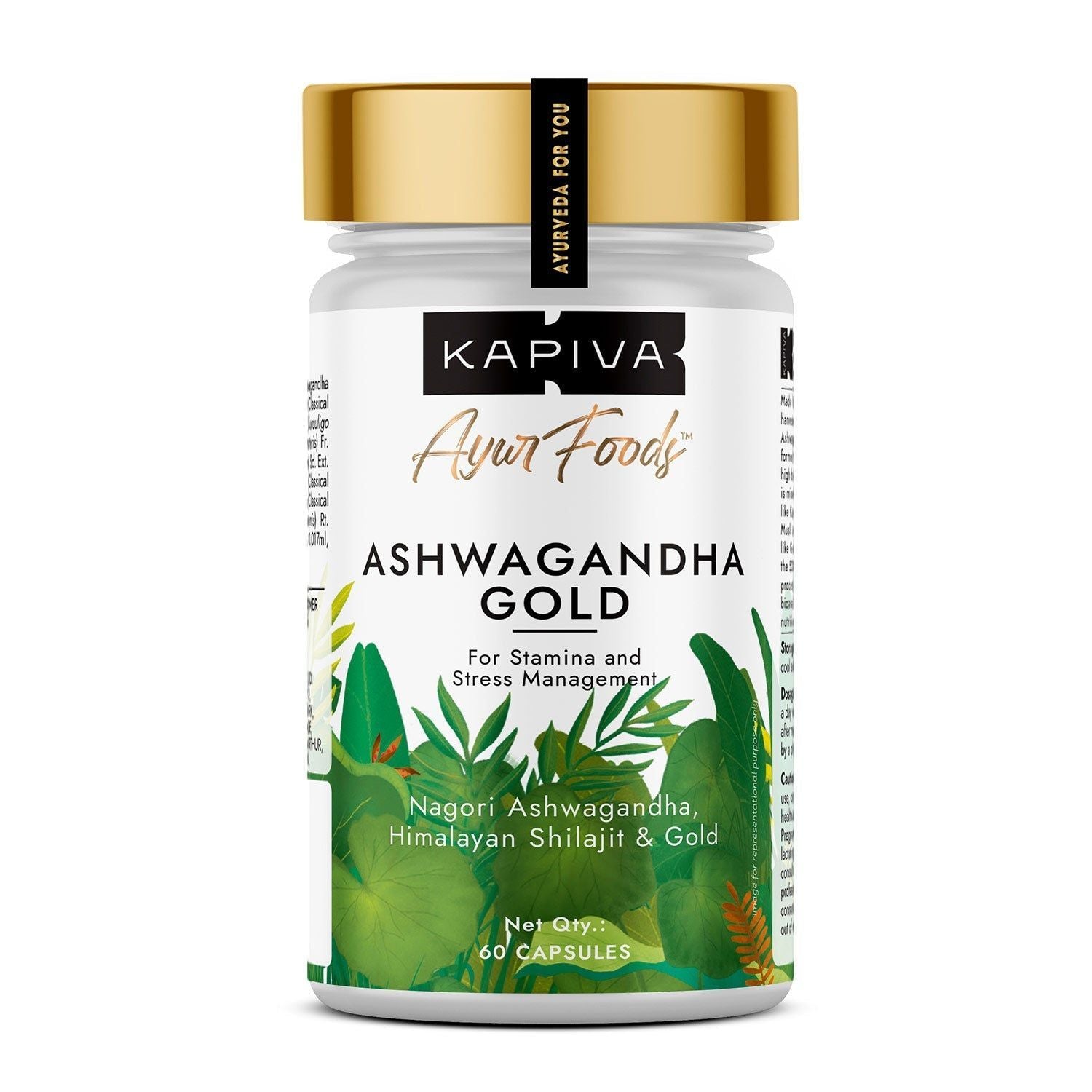 Kapiva Ashwagandha Gold Capsules Ashwagandha With Gold, Shilajit (60 Capsules)