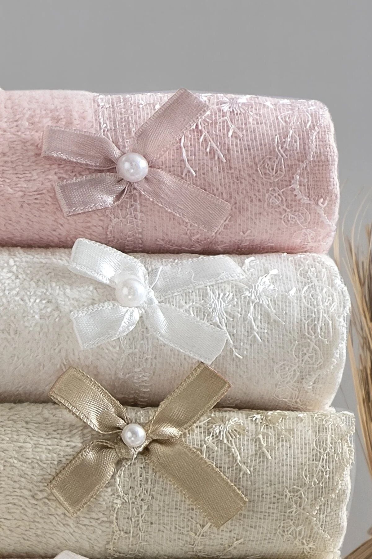 Bow Tie 30x50cm 6 Piece Soft Glossy Hand Towel | Kitchen Towel Set