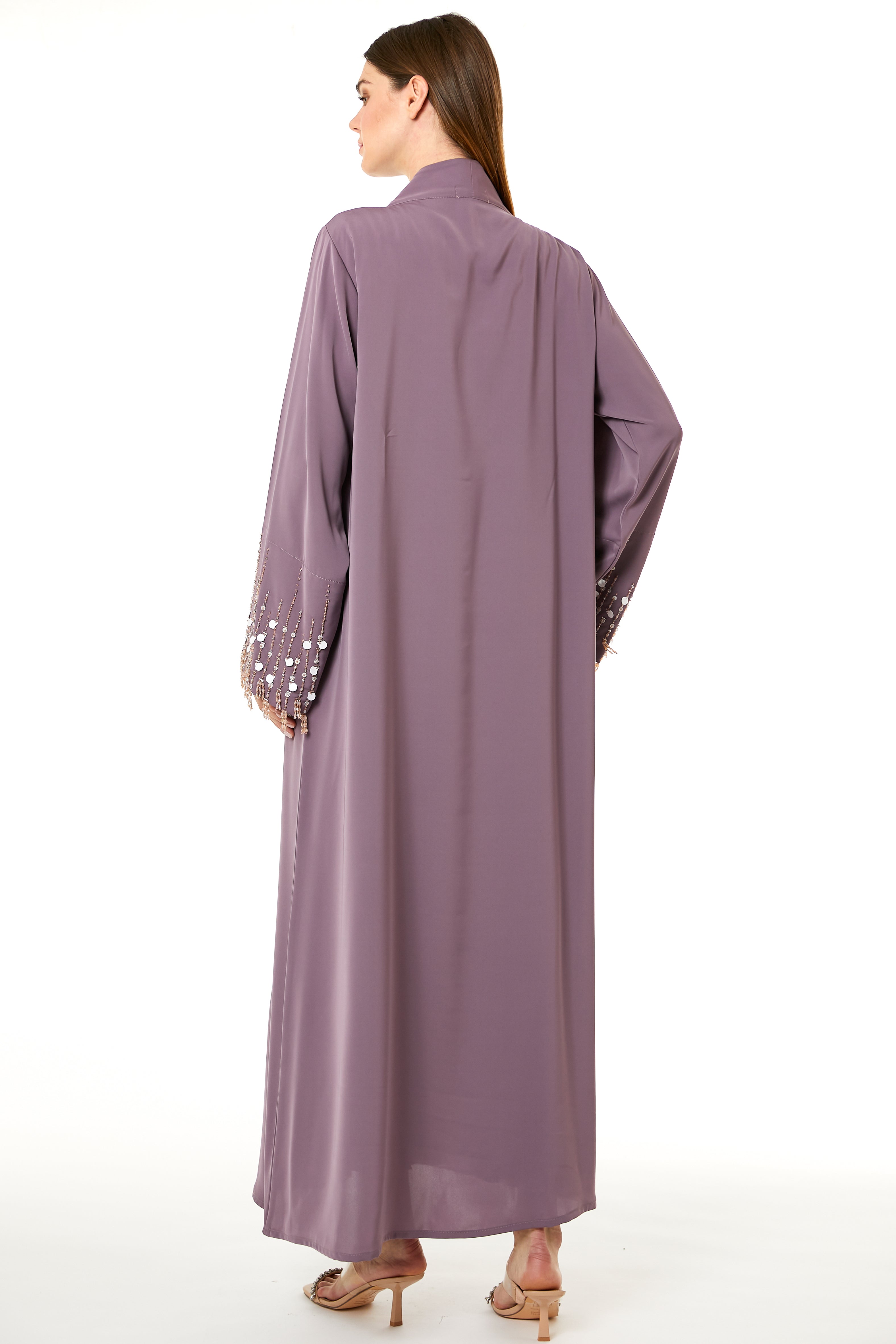 MOiSTREET Purple Korean Nida Hand Embellished Abaya