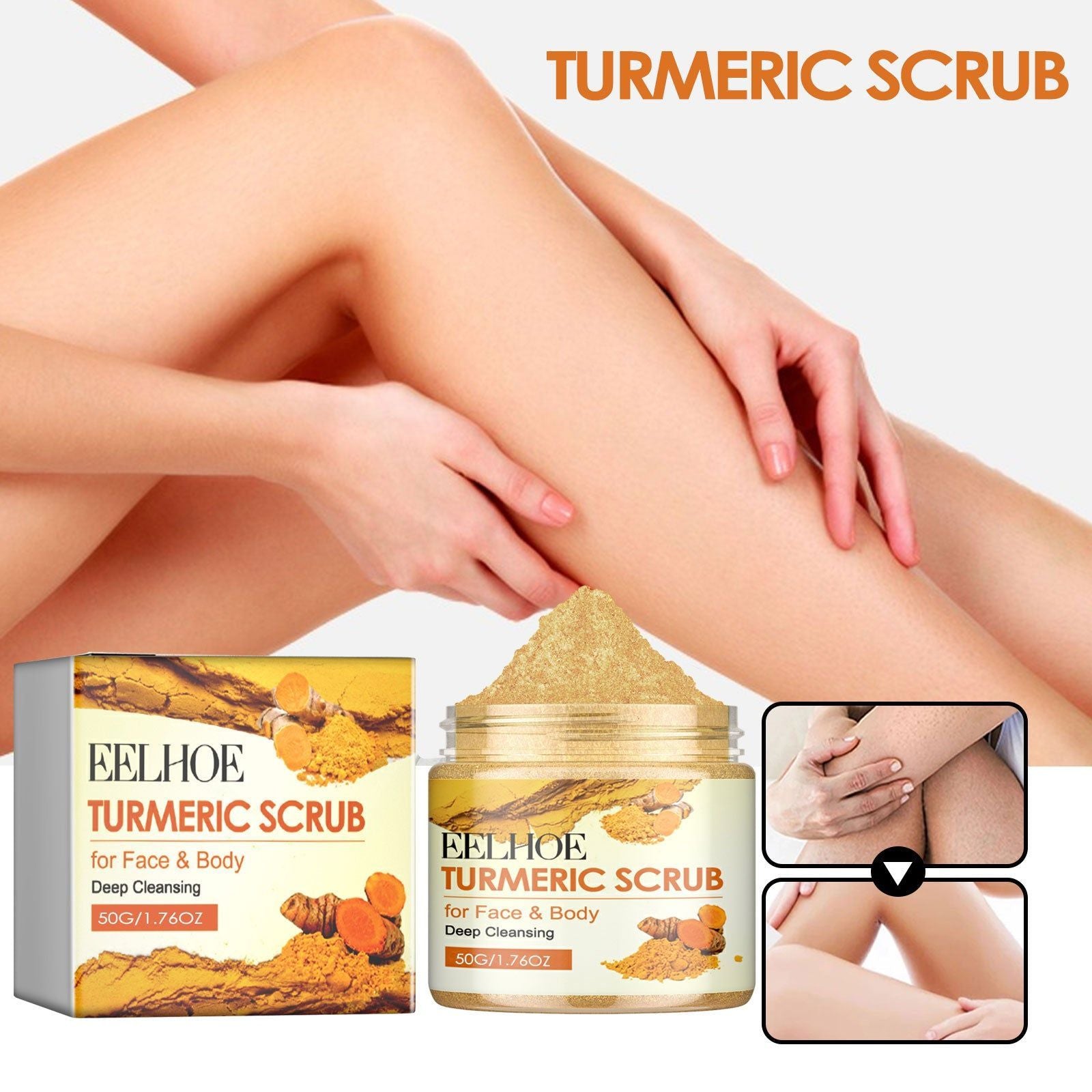 Turmeric Body Scrub for Deep Cleansing and Skin Brightening, Exfoliates and Repairs Chicken Skin ,50g