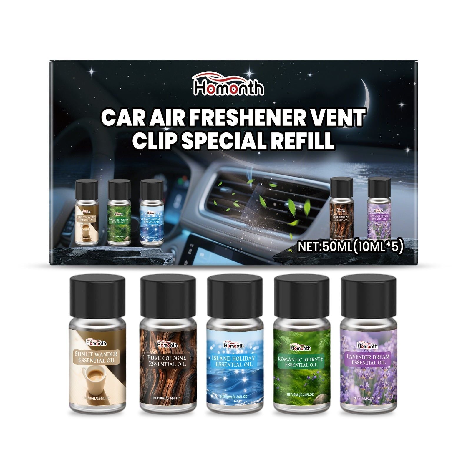 Car Air Freshener Set, Natural Fresh Air, Long-lasting Fragrance, Odor Eliminator ,1 set