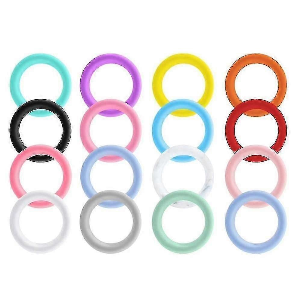 16 Pcs Silicone Beadable O Rings 65mm Round Silicone Loop With 2 Hole Beadable Frames Silicone Pendant