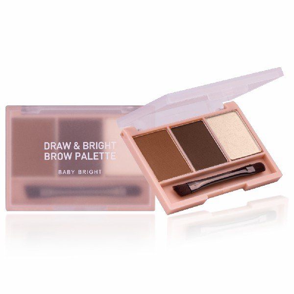 Draw & Bright Brow Palette 0.86g x 3Colors Baby Bright (M) #02 Medium Brown