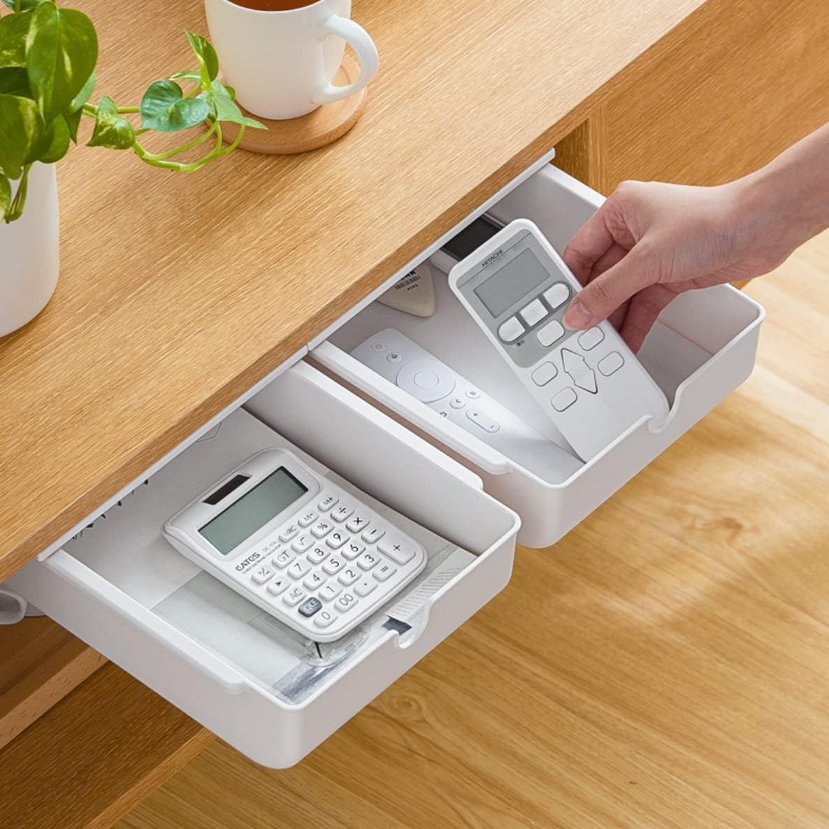 Drawer Under Desk Storage Box Mini Self Adhesive Drawer Organiser for Home Office