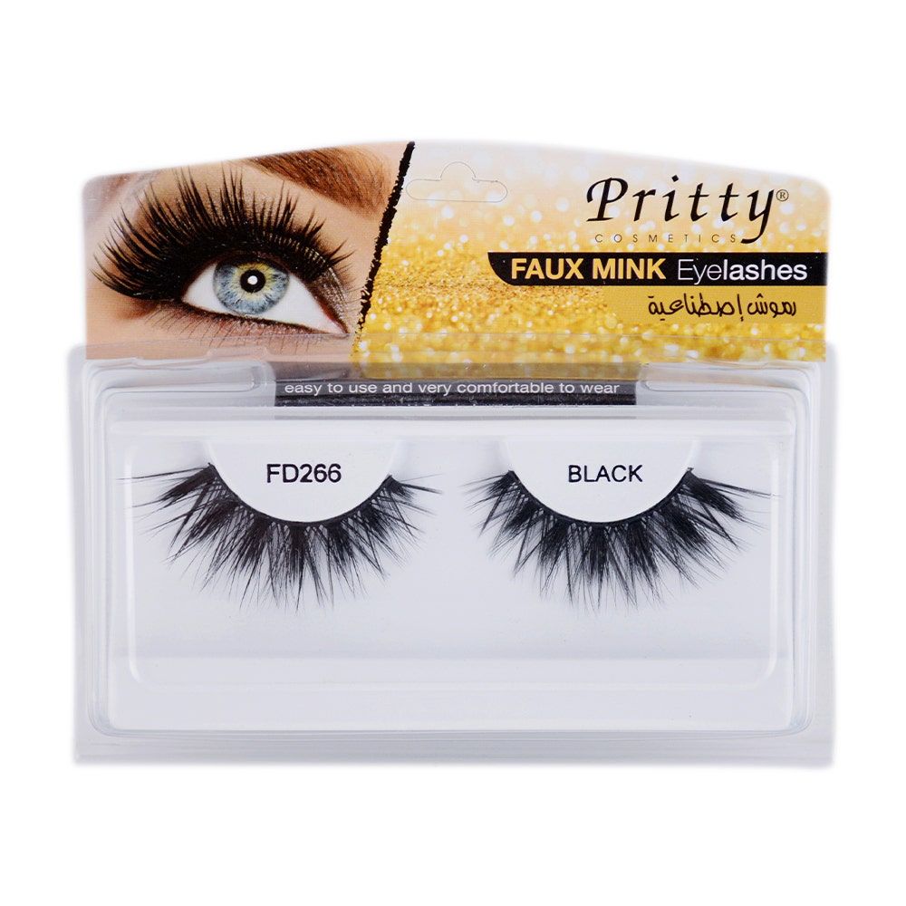 Pritty Faux Mink Eyelashes, Black Fd266, 1pc