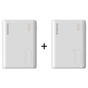 حزمة ROMOSS DOMINO 1+1 شاحن محمول Romoss 10000mAh أبيض