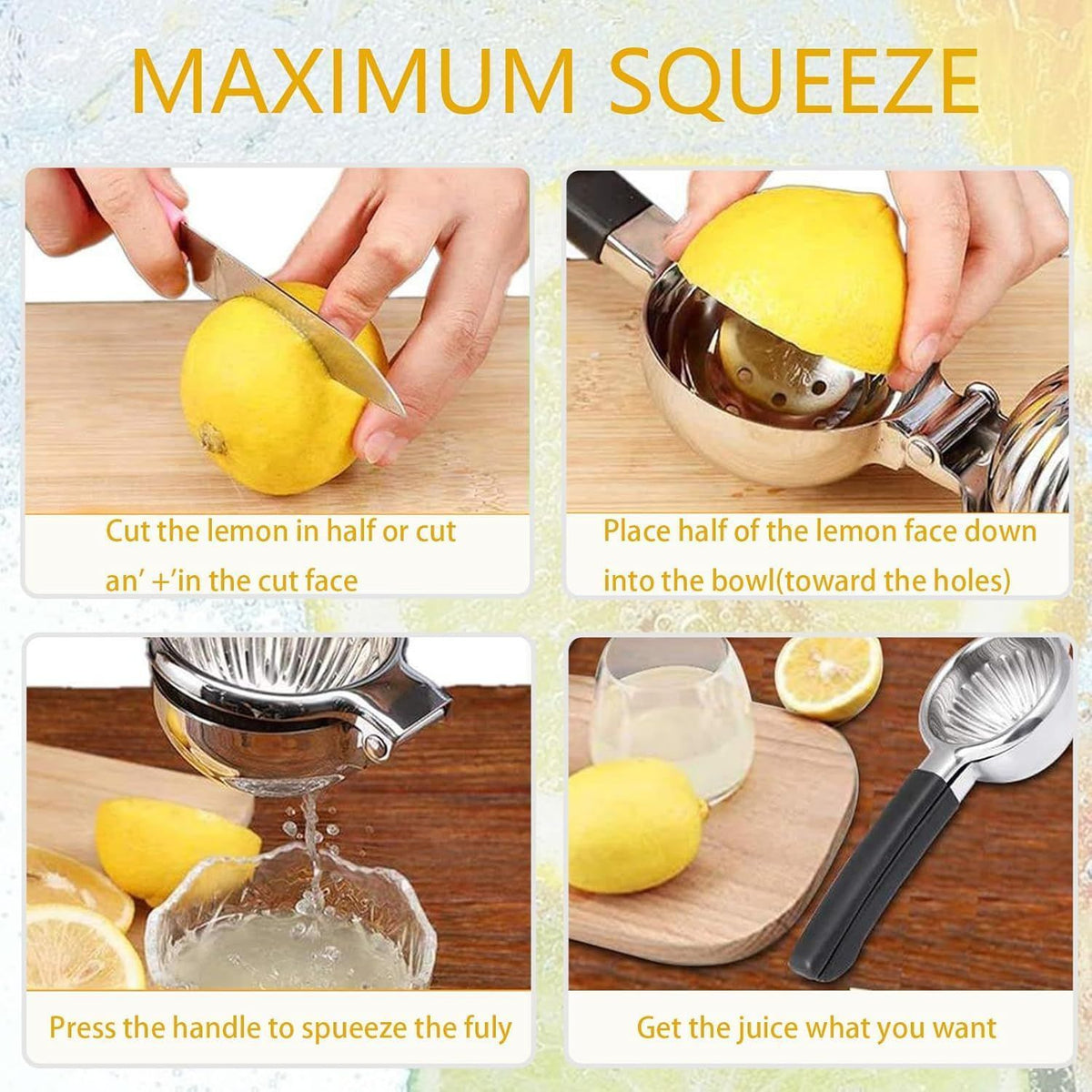 Handheld Lemon Squeezer Manual Lemon Juicer Stainless Steel Citrus Squeezer