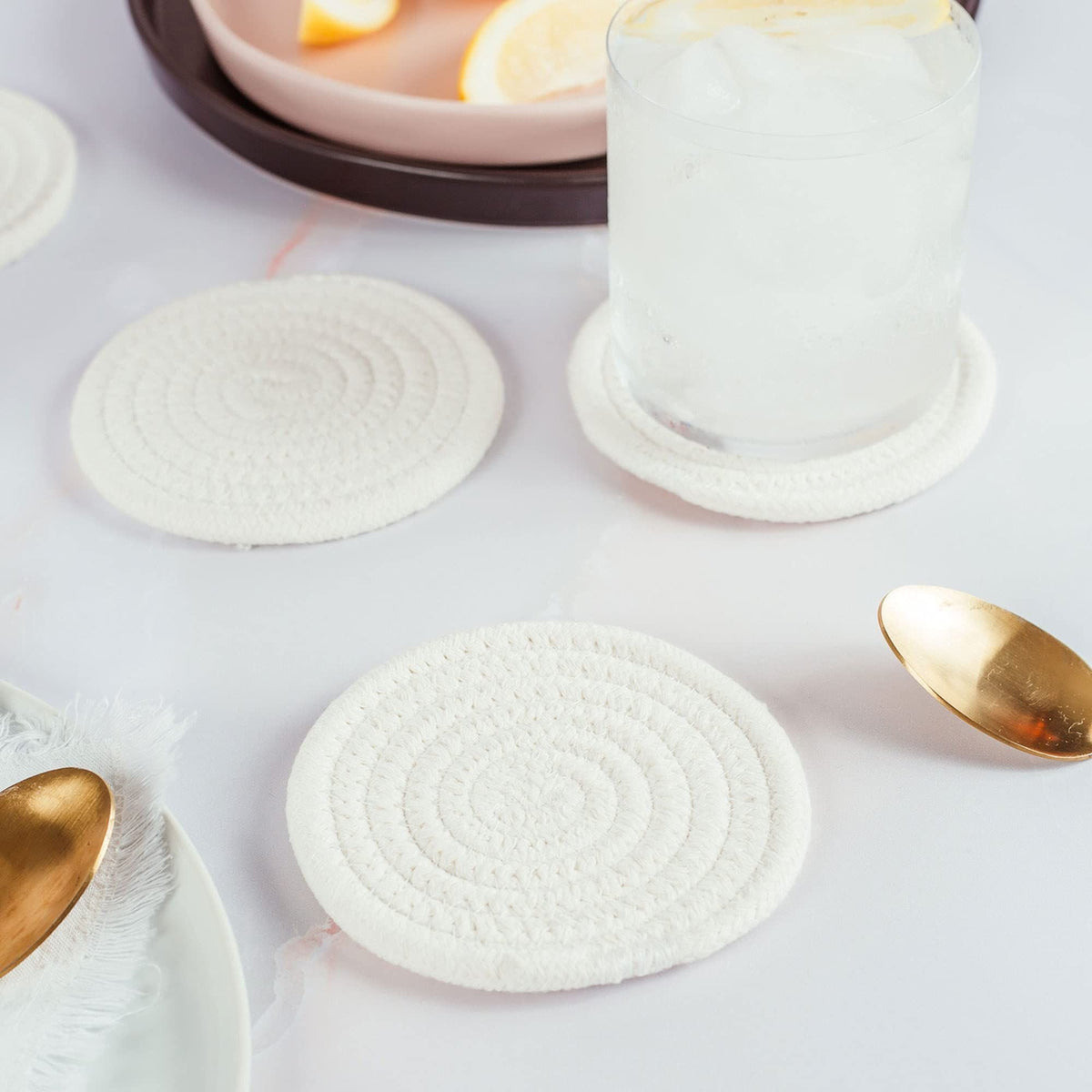 Set of 6 Farmhouse Absorbent Coasters for Coffee Table