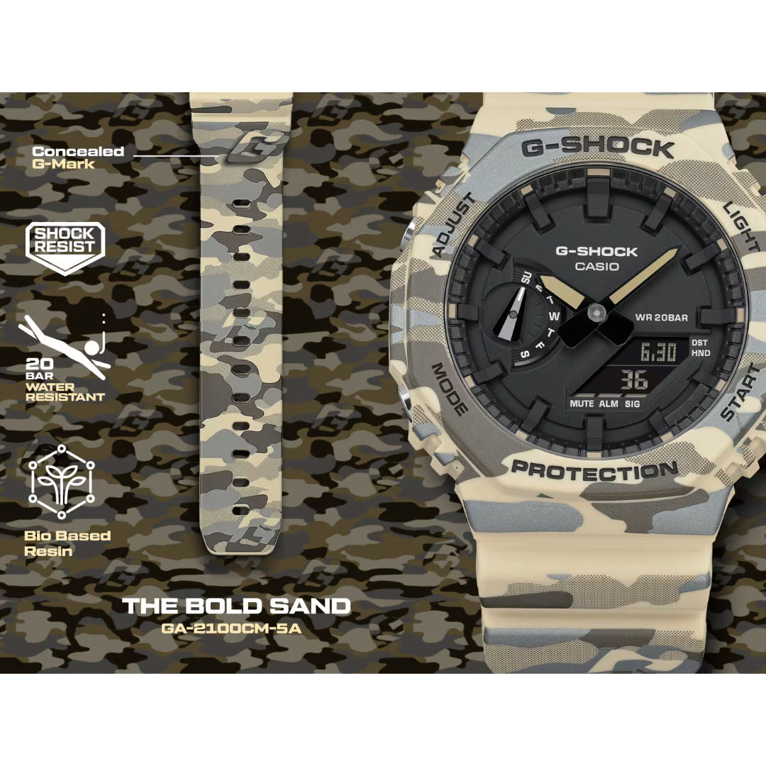ساعة كاسيو G-Shock التناظرية-الرقمية من سلسلة 2100، طراز GA-2100CM