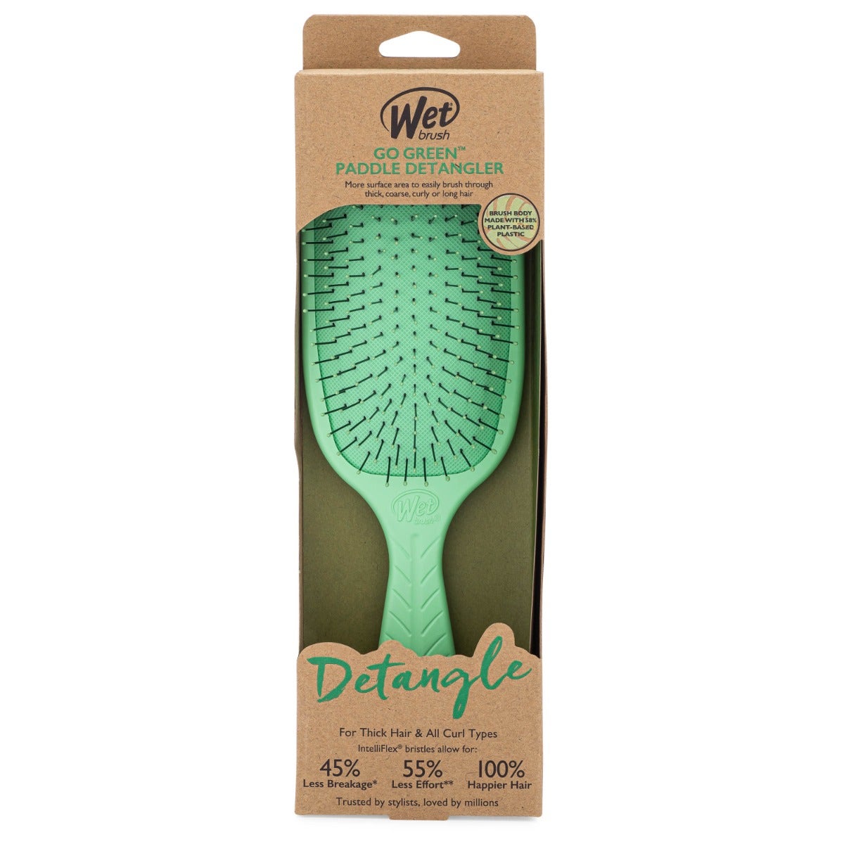 Wet Brush Hair Brush Go Green Paddle Detangler, Green