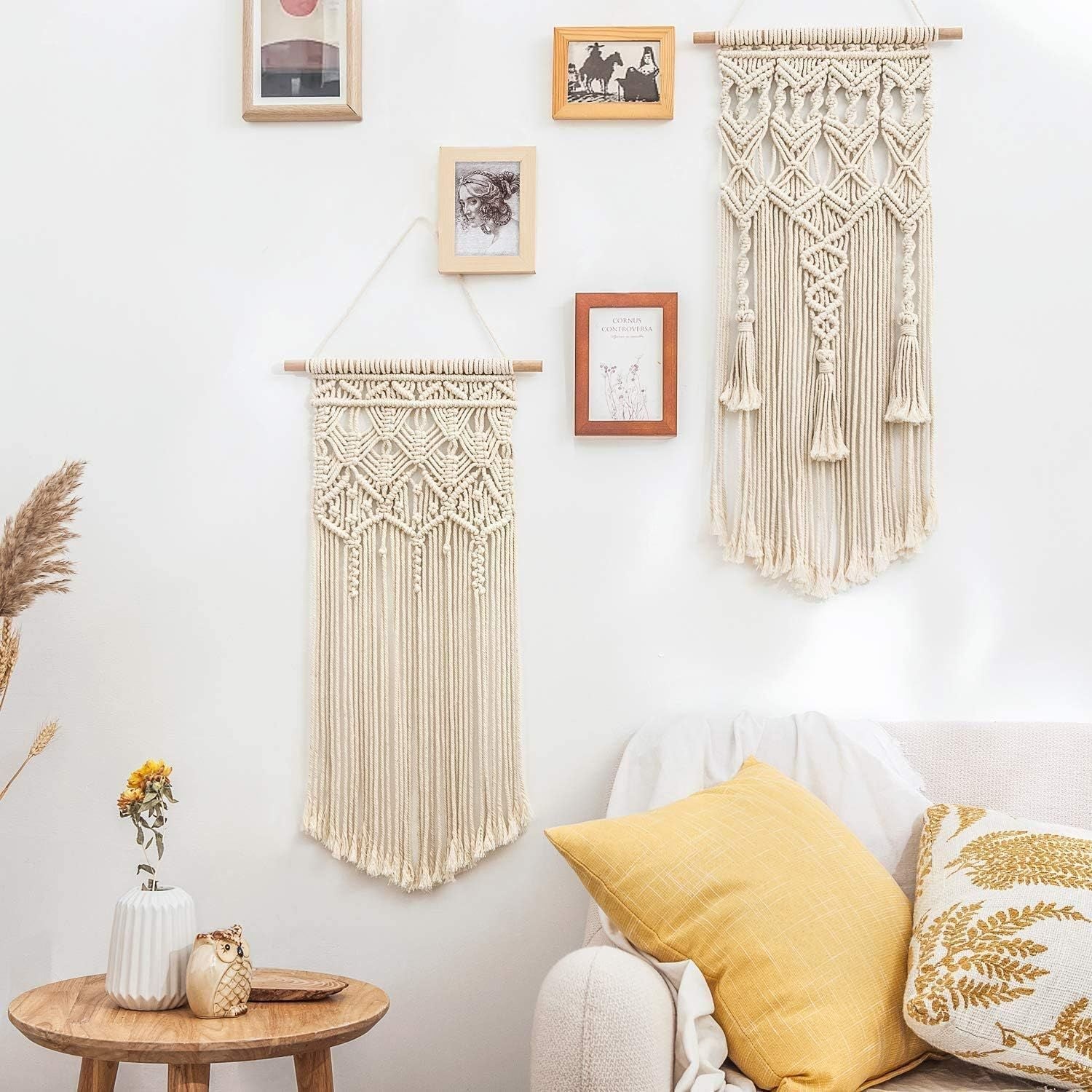 2 Pcs Macrame Woven Wall Hanging Tapestry Boho Art Decor Bedroom Nursery Home Decor