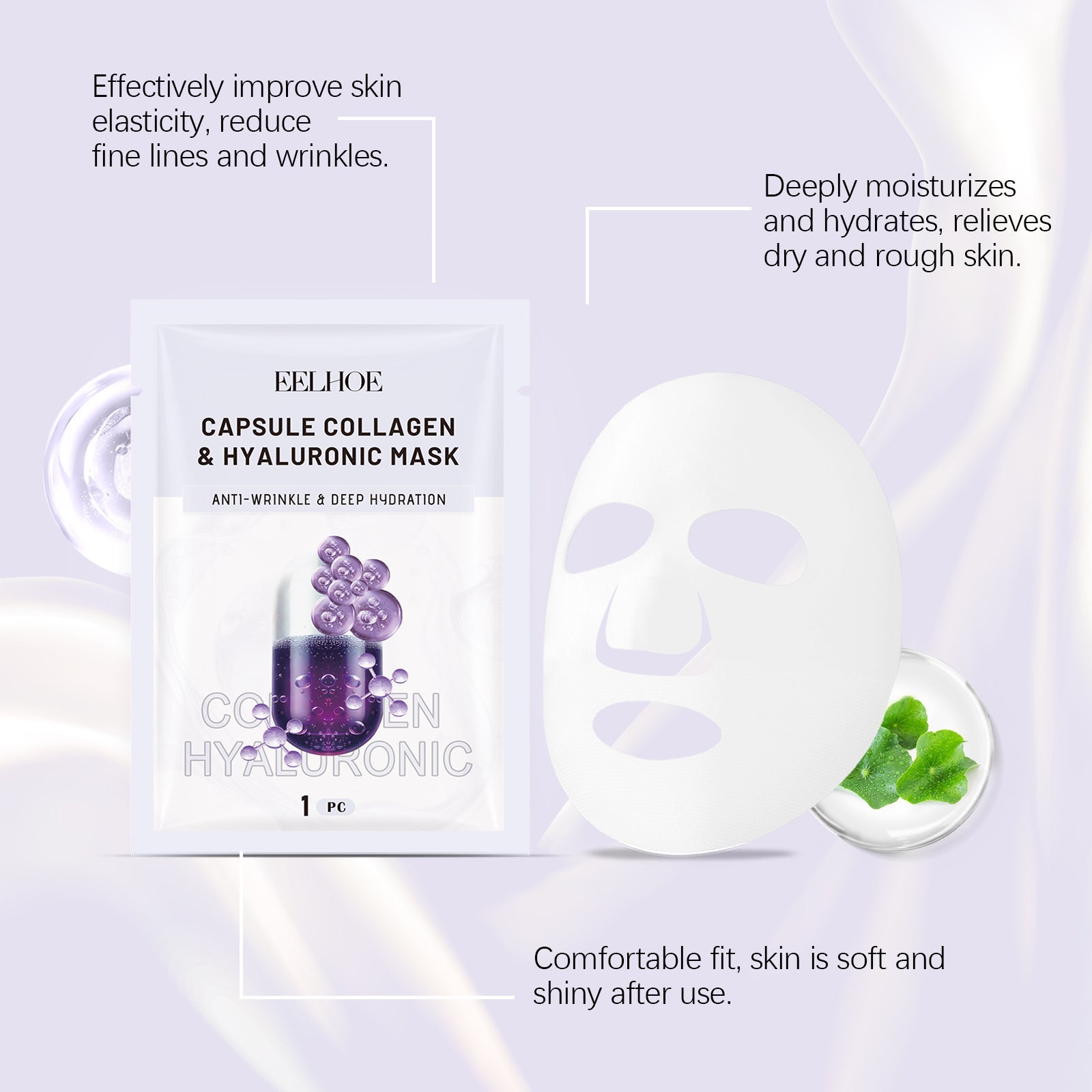Collagen Mask Box Set, Hydrating Moisturizing Skin Care, Anti-Aging, Radiance ,4 pieces