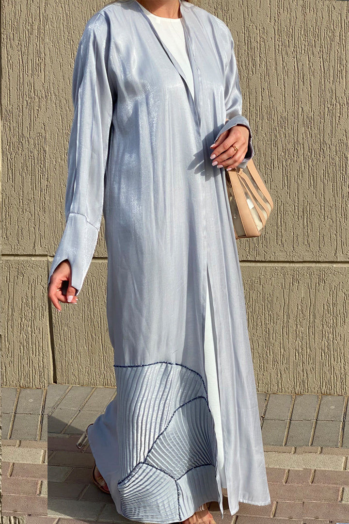 MOiSTREET Grey Rotana Shimmer Designer Abaya