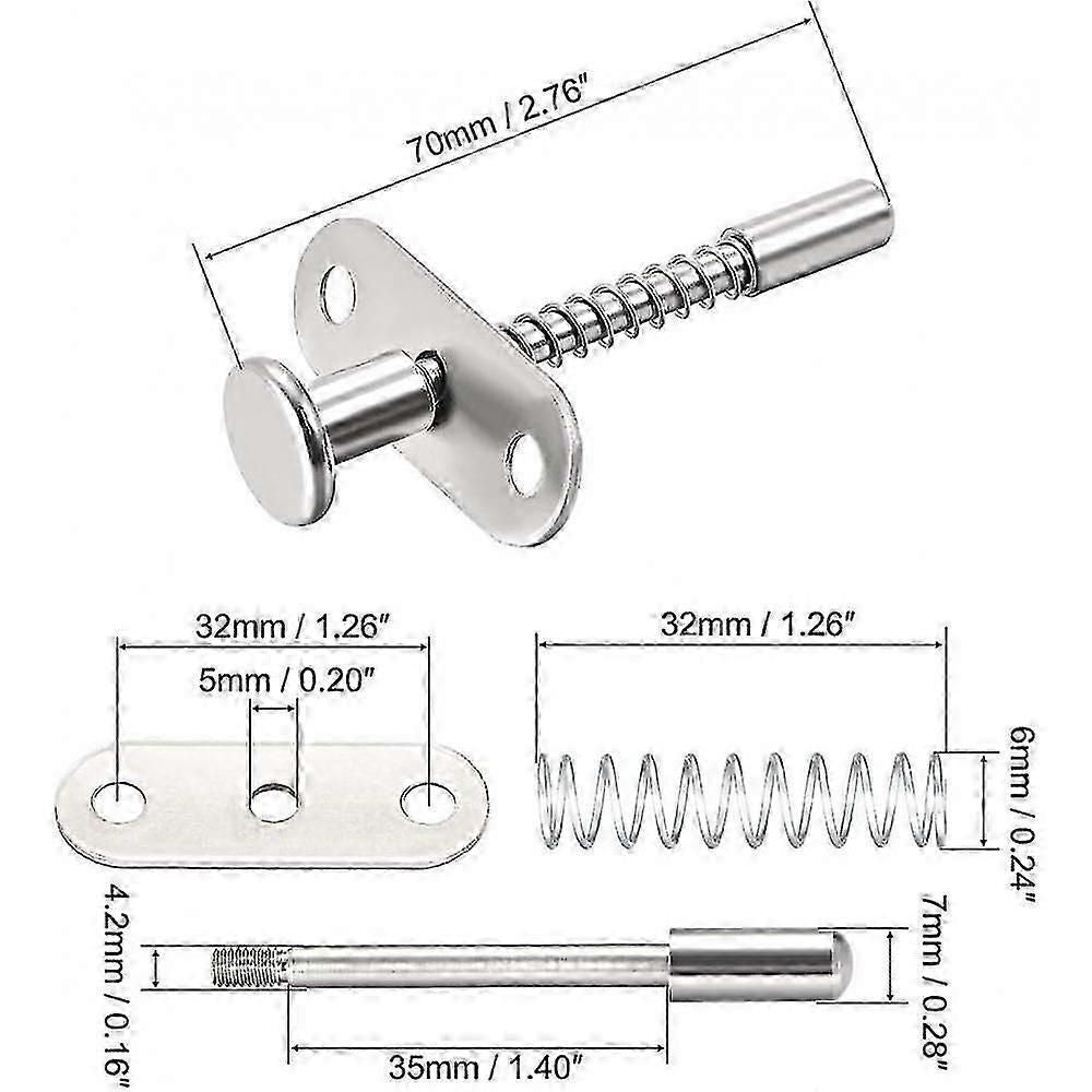 Plunger Latches Spring-loaded Stainless Steel Spring 60mm-70mm Total Length Upf
