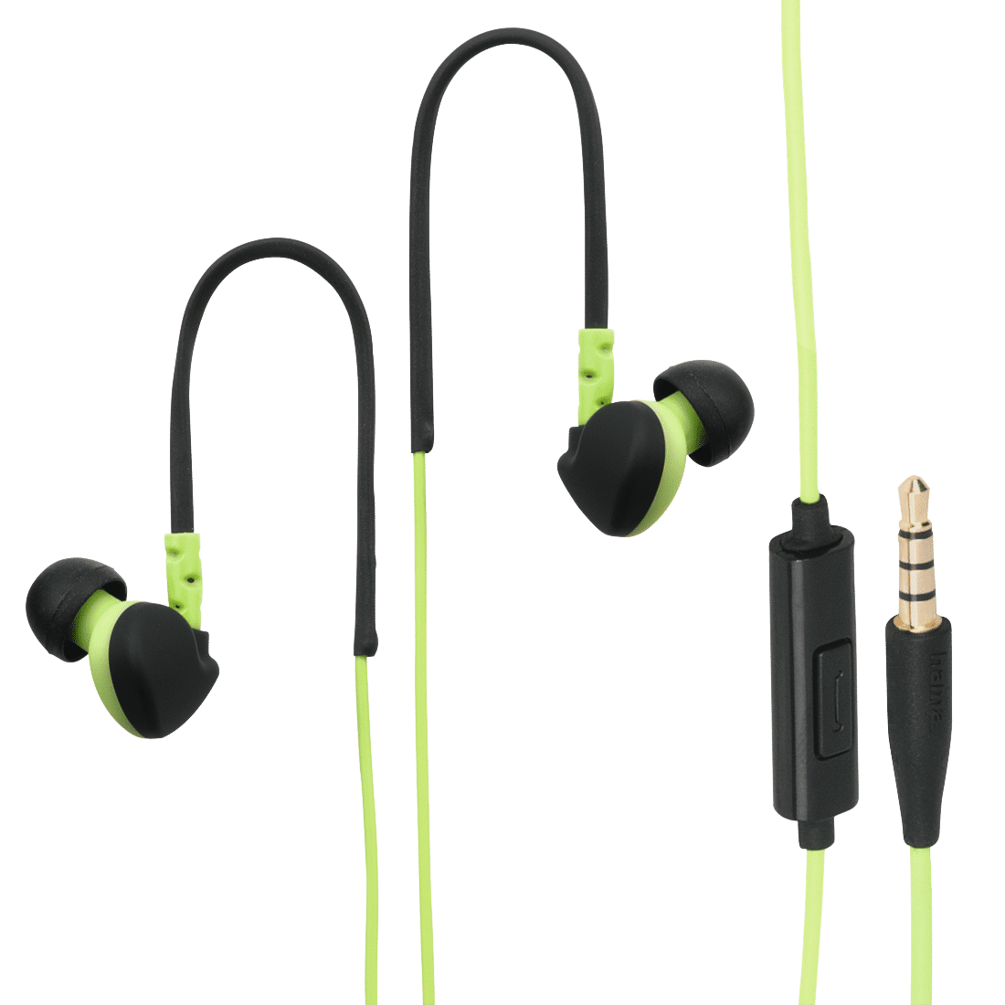 HAMA 135606 "Run" Clip-On Sport Earphones, black/green