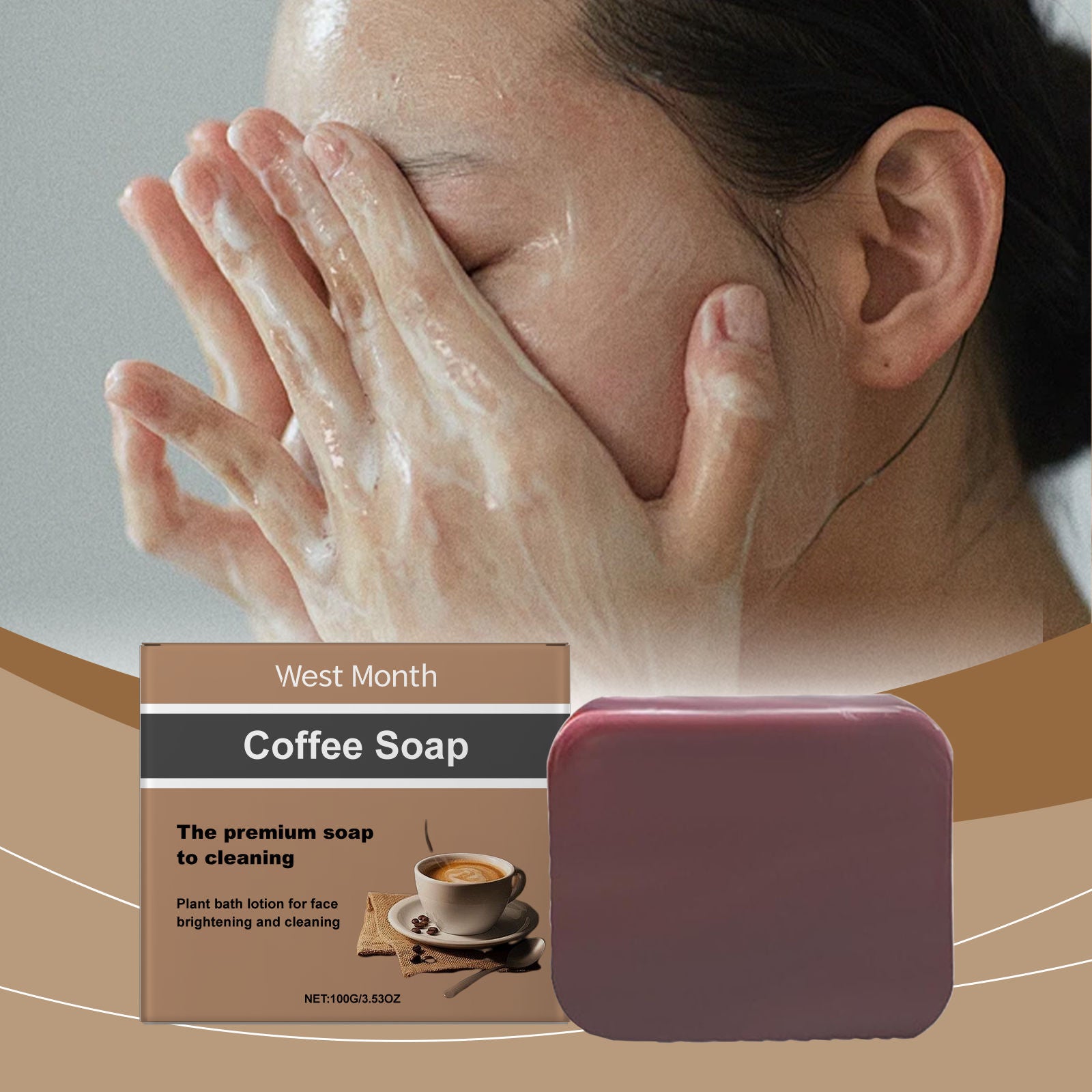 Coffee Cleansing Soap, Gentle Cleaning, Brightening, Nourishing, Moisturizing ,100g