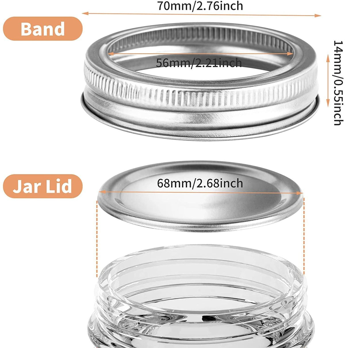 24 Pack Canning Lids Regular Mouth Mason Jar Lids And Rings Split Leak Proof Storage Caps
