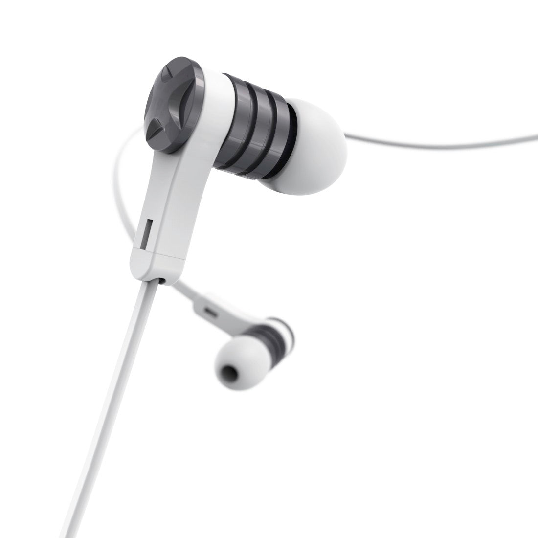 HAMA 184019 "INTENSE” HEADPHONES, IN-EAR, MIC, FLAT RIBBON CABLE, WHITE/GREY