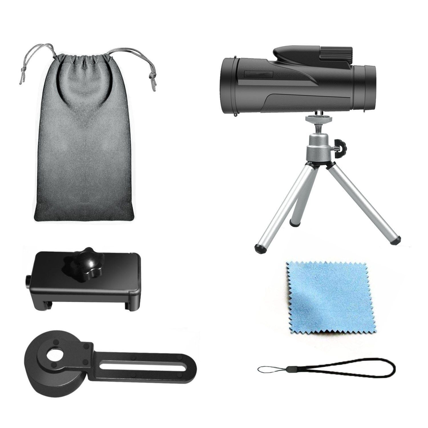Monocular Scope Telescope Low Light Night Vision With Quick Smartphone Holder 12X50 HD