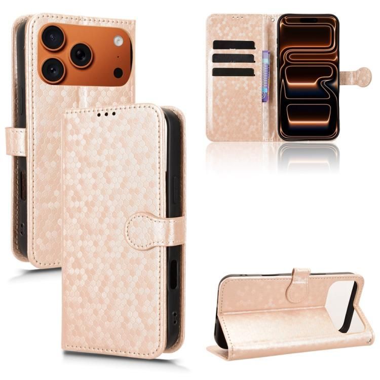 For iPhone 18 Pro Max / iPhone 17 Pro Max Honeycomb Dot Texture Leather Phone Case