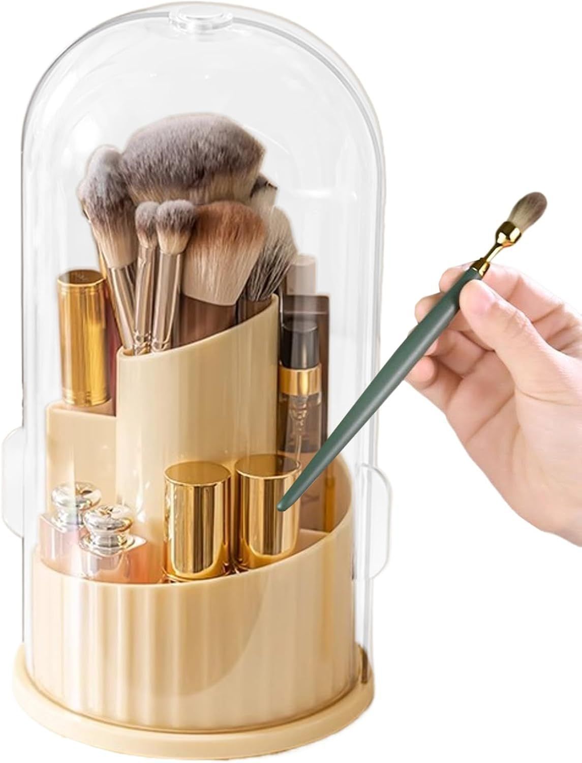 Make Up Brush Holder Organizer Lipstick Storage Box 360 Degree Rotation Dustproof Containers