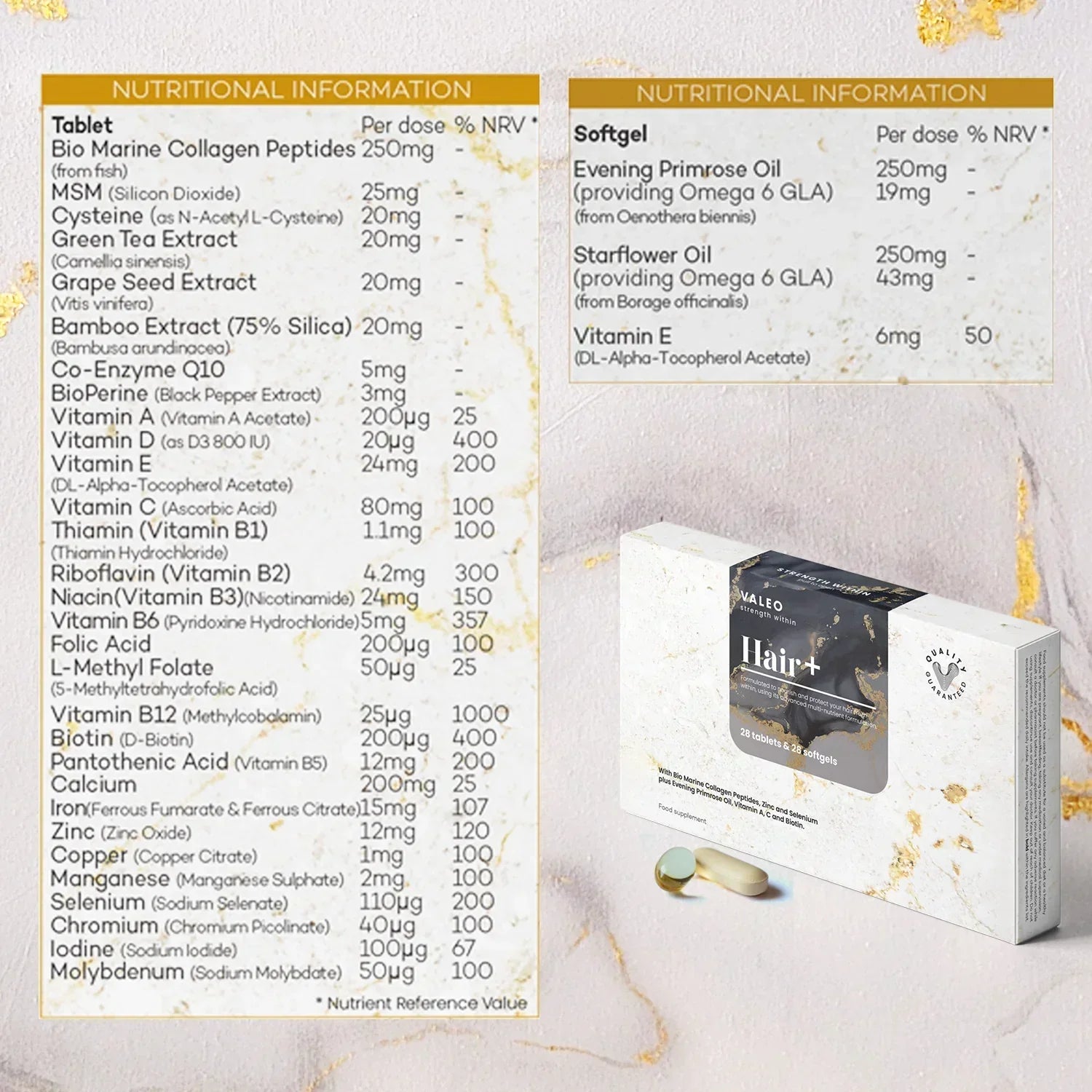 Valeo Marine Collagen and Valeo Hair+ combo