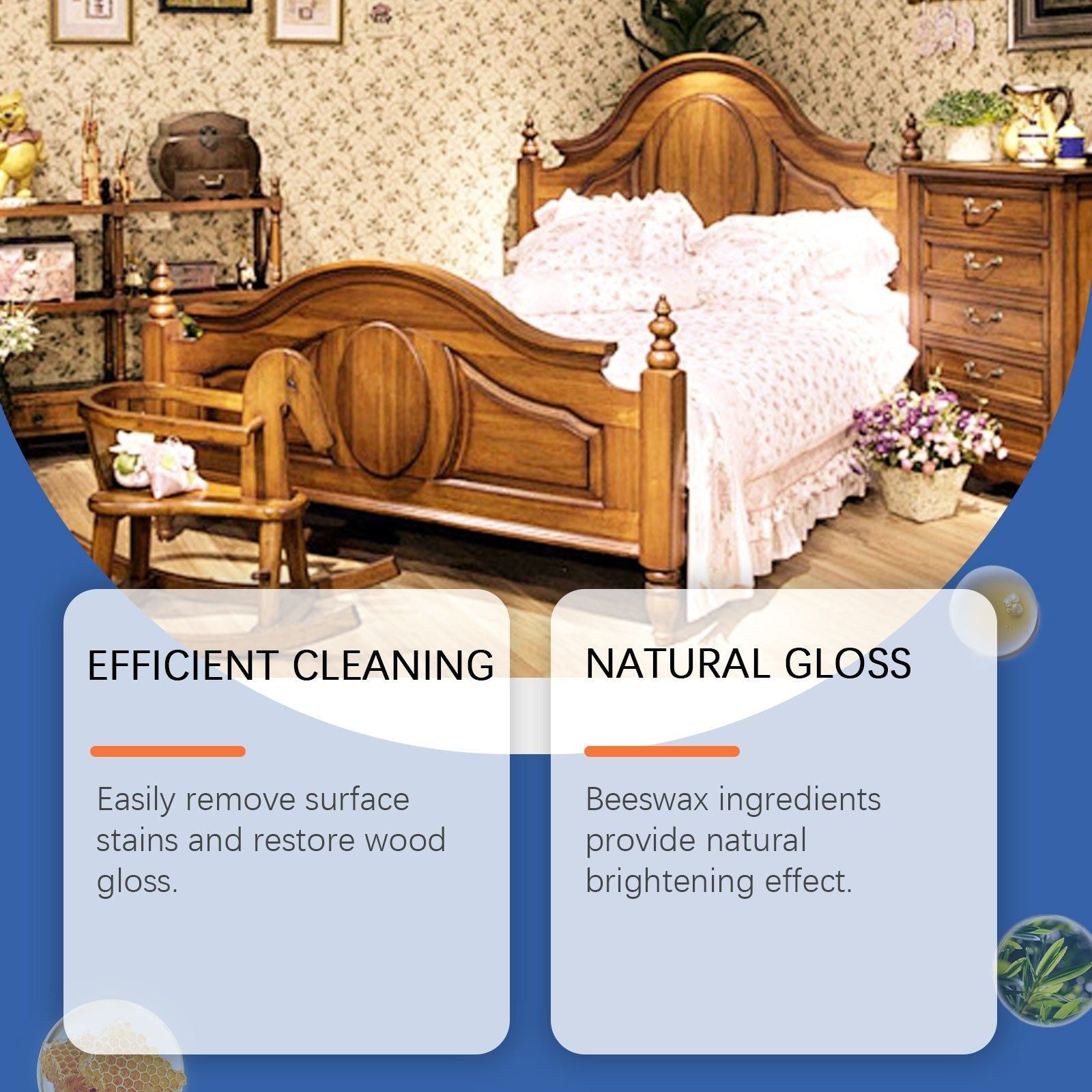 Beeswax Furniture Polish, Natural Wood Cleaner, Restores Shine, Daily Care ,100g