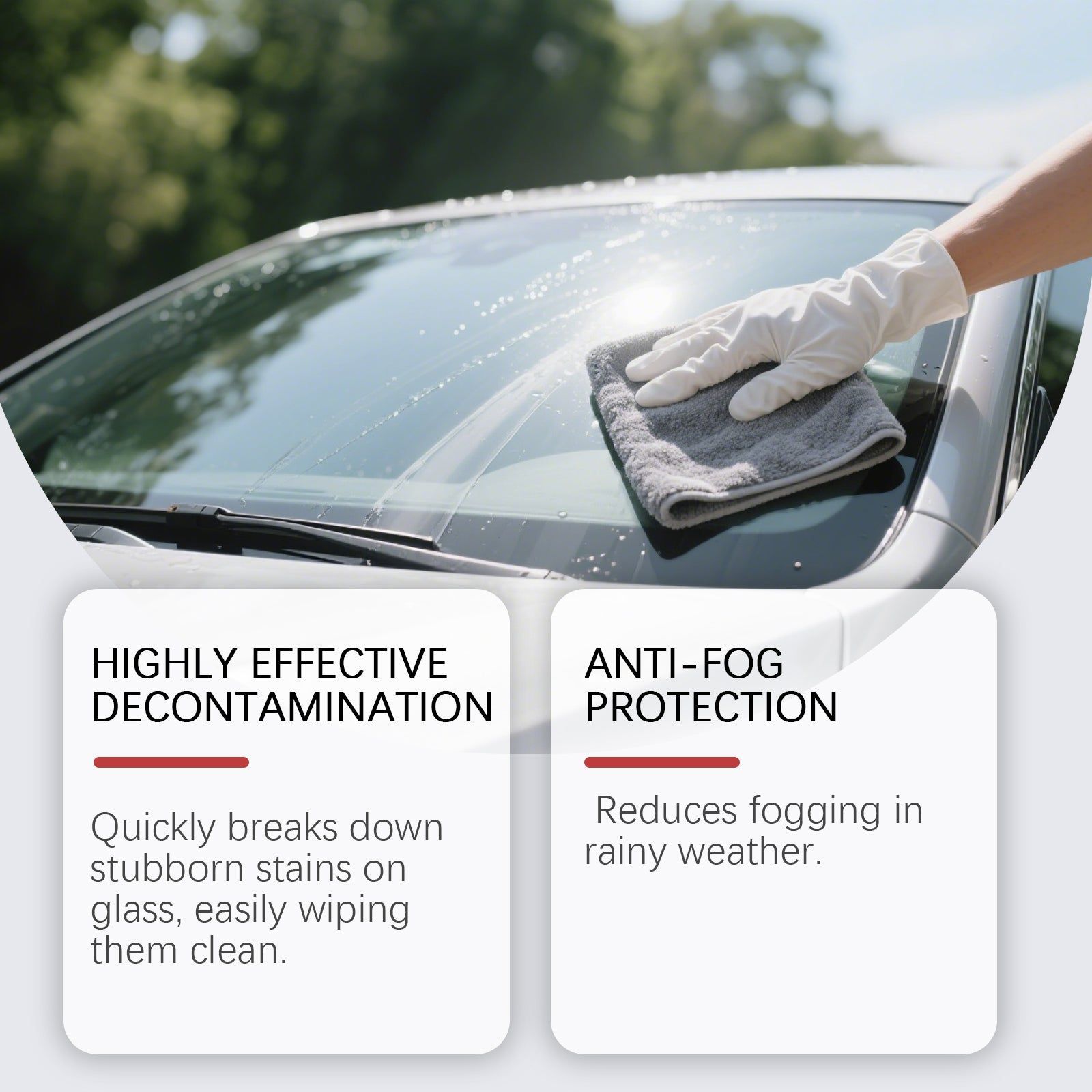 Car Cleaning Glass Cleaner, Anti-Fog, Dirt & Oil Removal, Easy Use ,1set