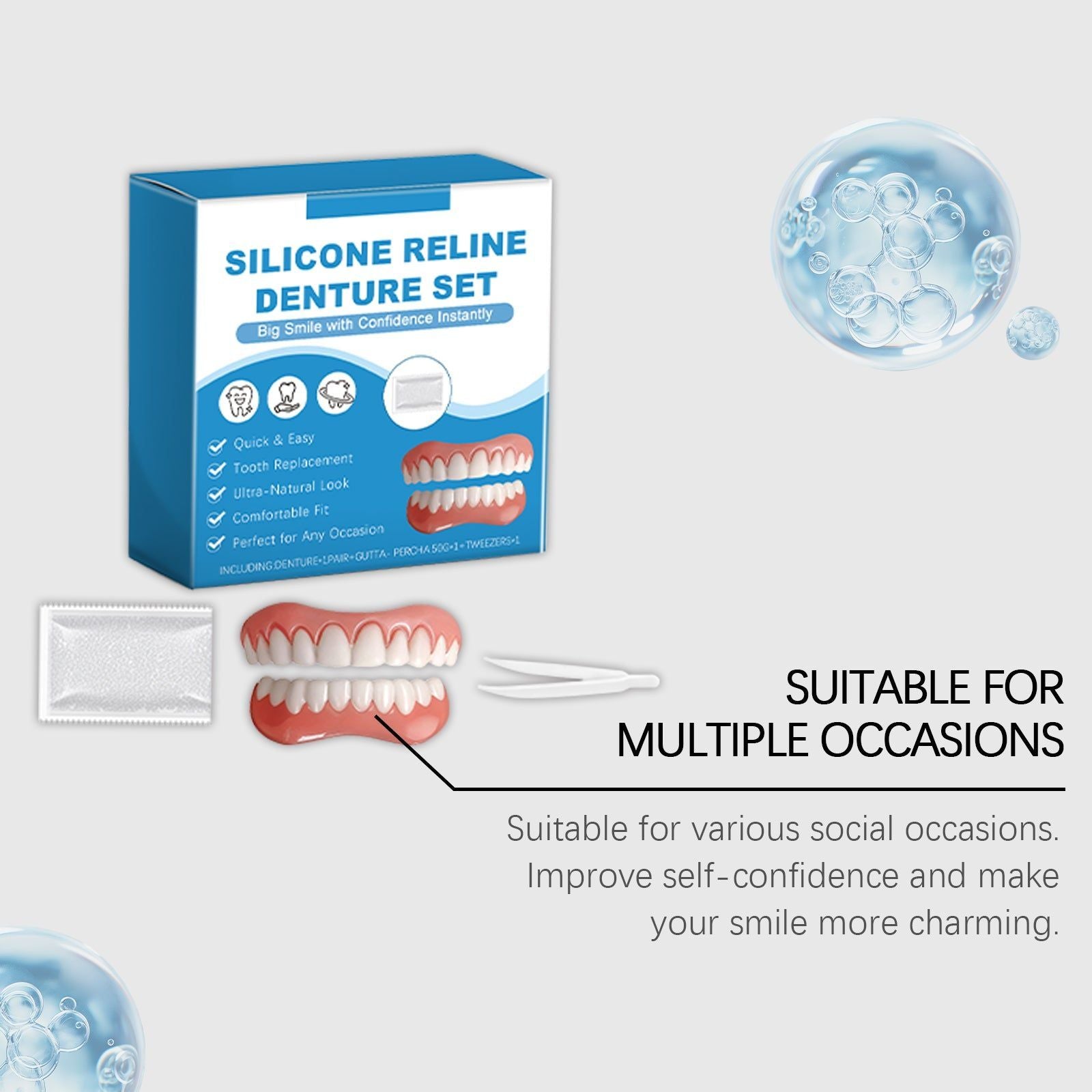Premium Denture Care Sets, Natural Look, Comfortable Fit, Easy Modification ,1 set