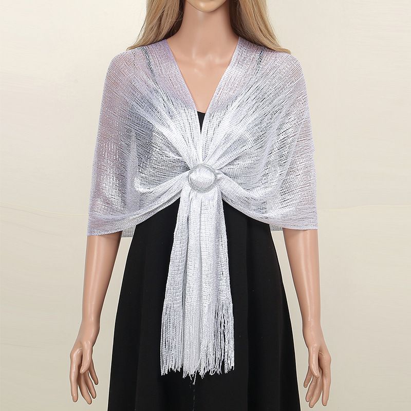 Gold Metallic Shawl Wrap for Women Evening, Wedding & Party