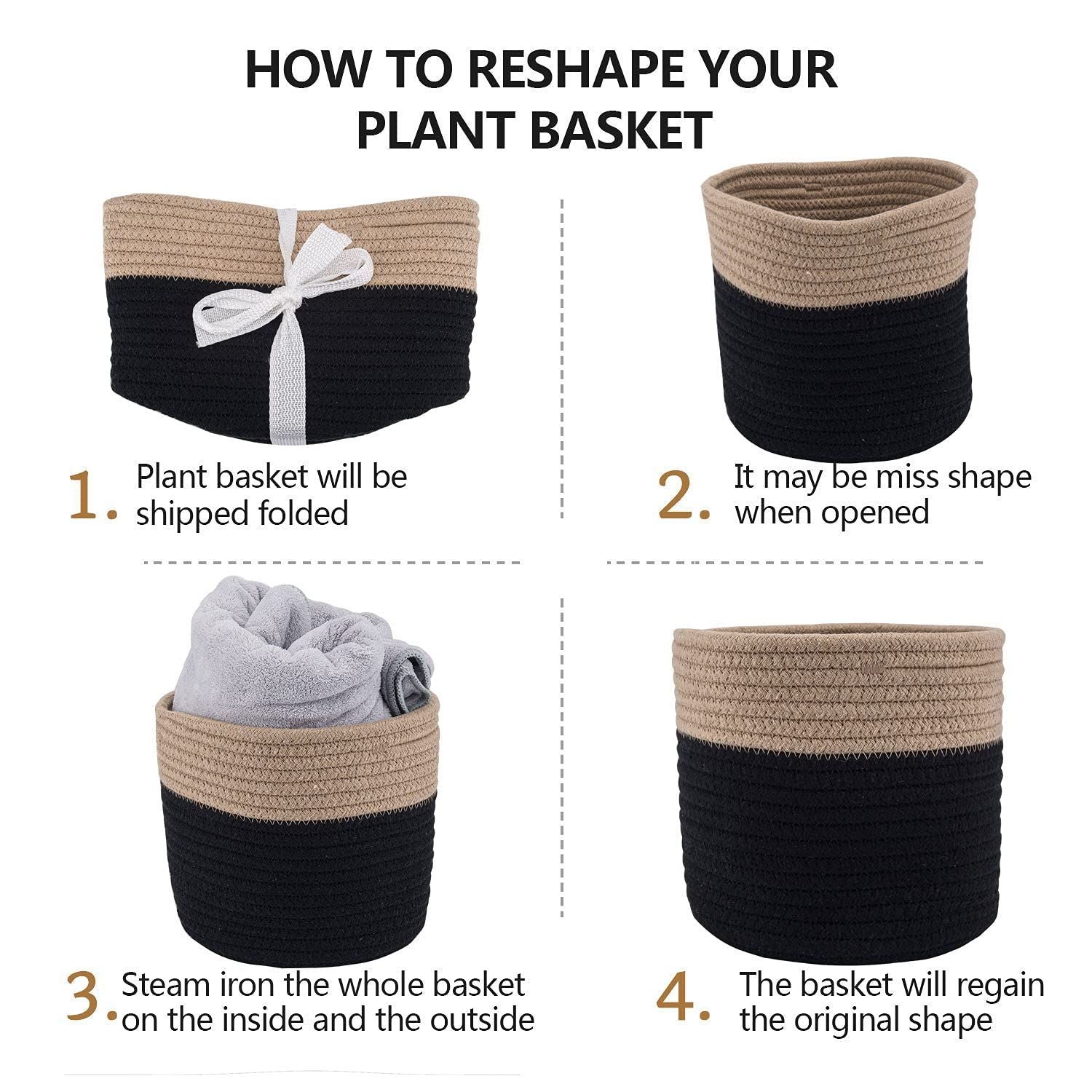 Oradrem Woven Cotton Rope Floor Plant Pot for Indoor